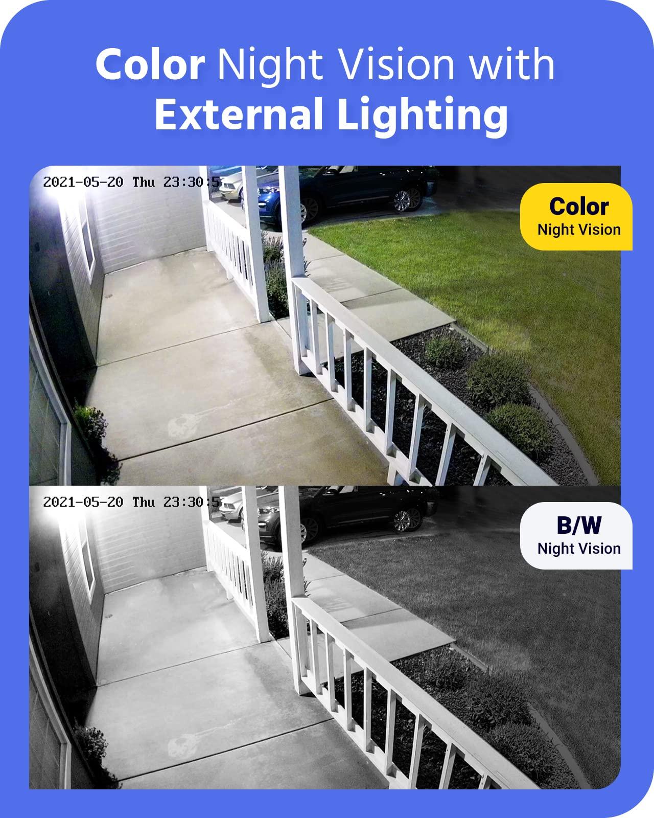 ANNKE ANNKE 5MP 8CH Home Security Camera System, 4pcs Wired C500 Outdoor PoE IP Cameras Compatible with Alexa, Color Night Vision, Smart Motion Detection, Remote Access, NO Hard Drive - H500