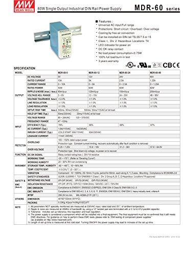 MEAN WELL MW Mean Well MDR-60-48 48V 1.25A 60W Single Output Industrial DIN Rail Power Supply