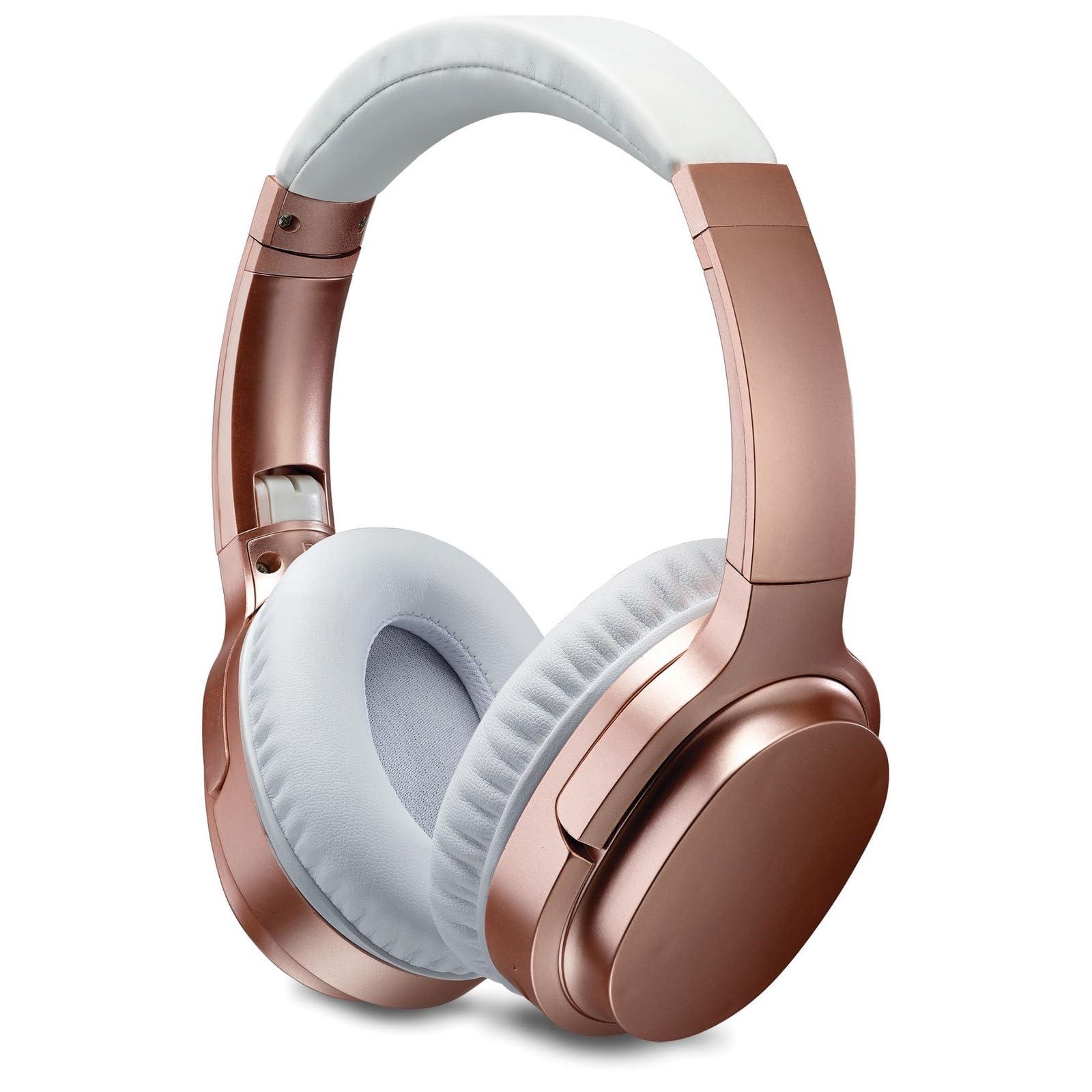 iLive iLive Active Noise Cancellation Bluetooth Headphones, Adjustable Headband, Includes 3.5mm Audio Cable, Rose Gold (IAHN40RGD)