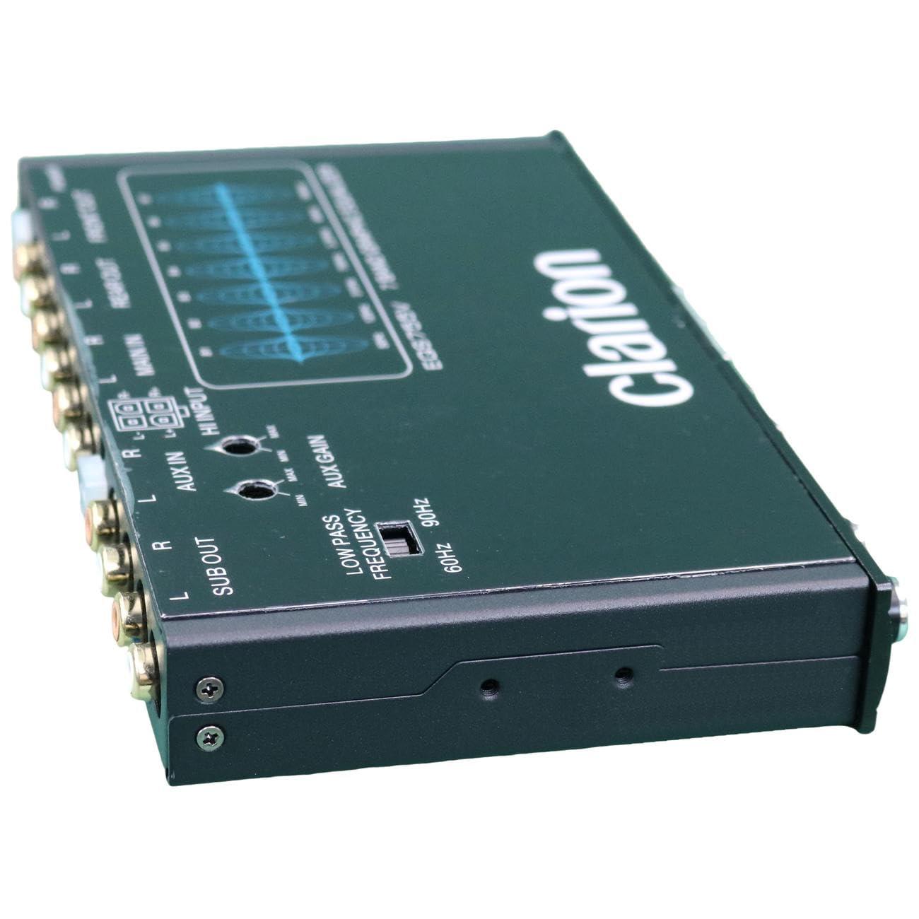 Clarion CLARION EQS755V 7-Band Car Audio 1/2-DIN Size Car Graphic Equalizer/Crossover with Front 3.5mm Auxiliary Input, Rear RCA Auxiliary Input and High Level Speaker Inputs