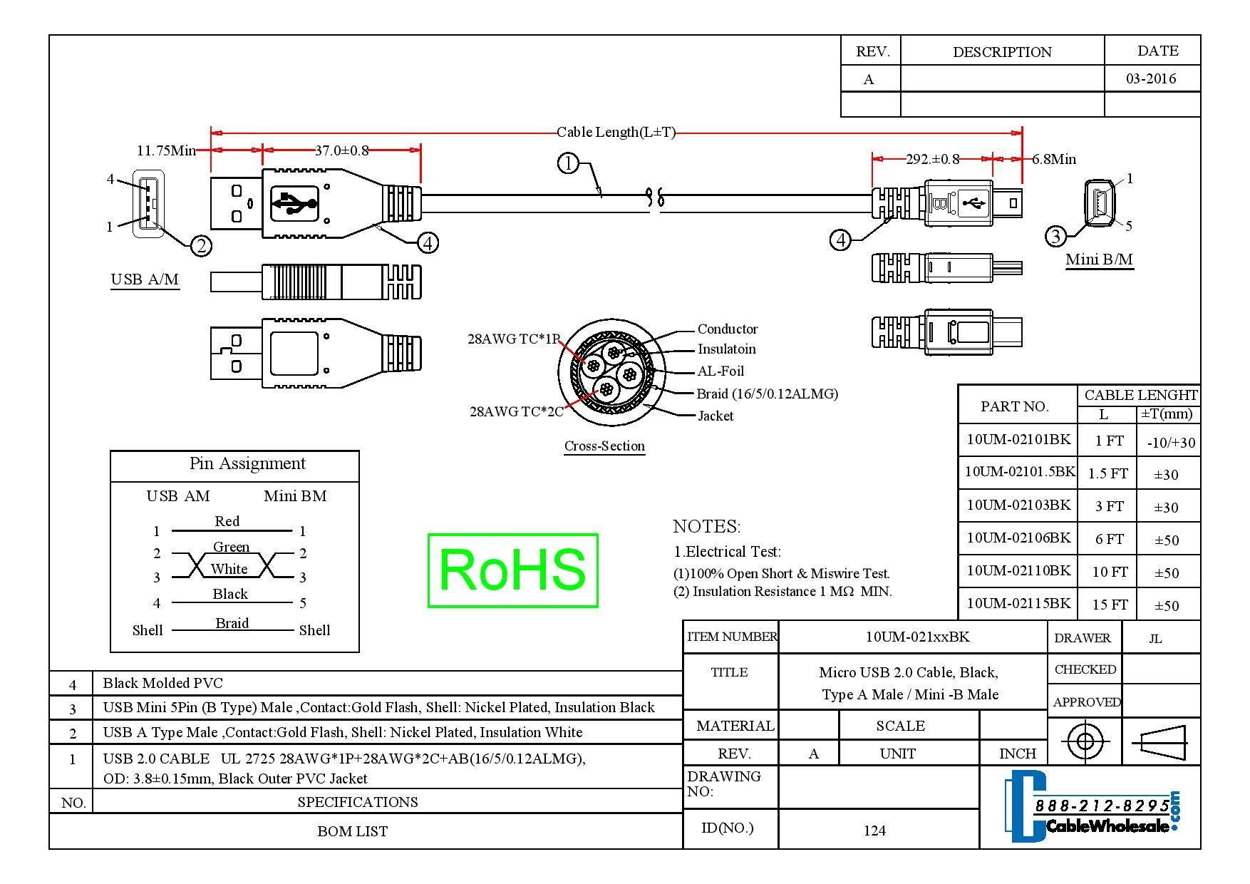 CableWholesale CableWholesale 10 feet Mini USB 2.0 Cable, Black, Type A Male/Mini-B Male, A Male to 5 Pin Mini-B High Speed USB Cable, Type A to Type B USB Cable, USB 2.0 to USB Mini Cable