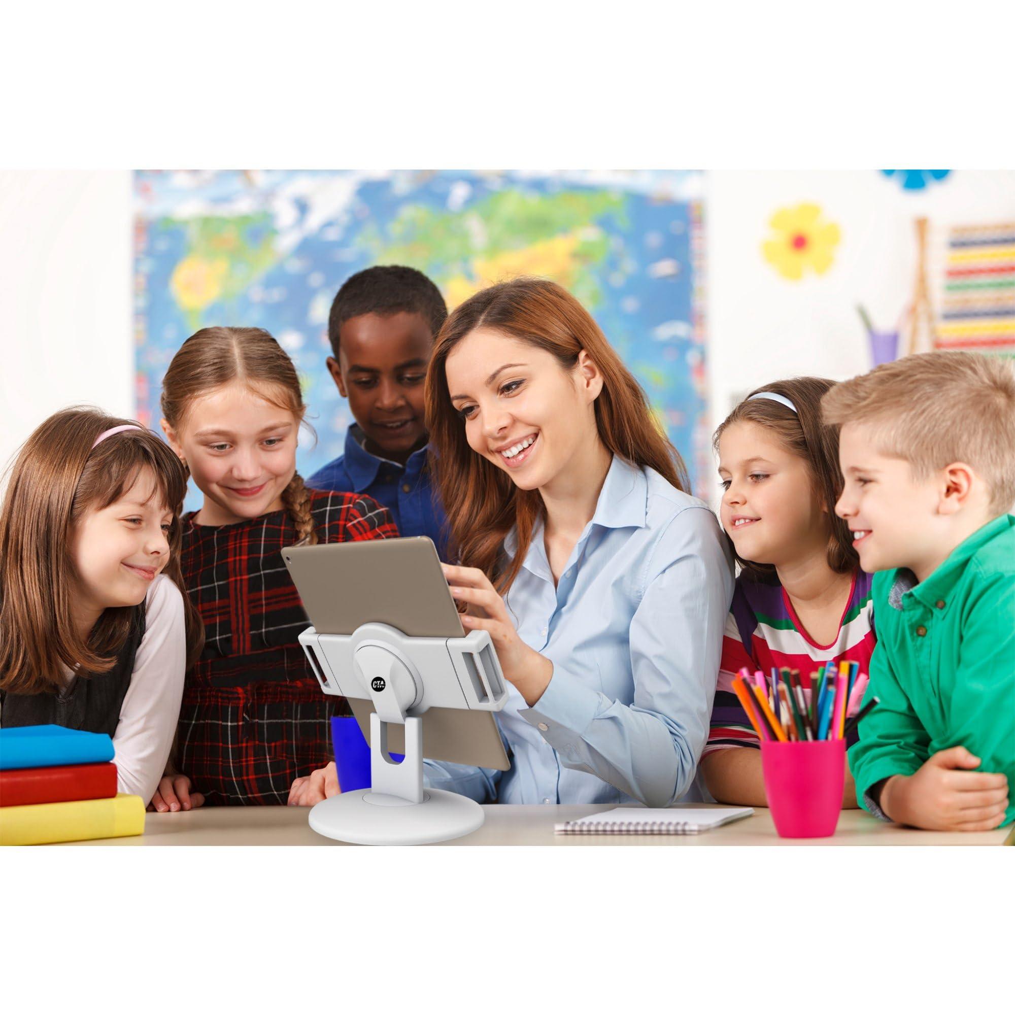 CTA Digital Quick-Connect Desk Mount CTA Universal Quick-Connect Desk Mount with 360-Degree Rotation for iPad 10th Gen 10.9\" - iPad Mini 5 - iPad Gen 7/8/9 Gen 10.2 - Galaxy Tab S3 & More - White (PAD-QCDMW)