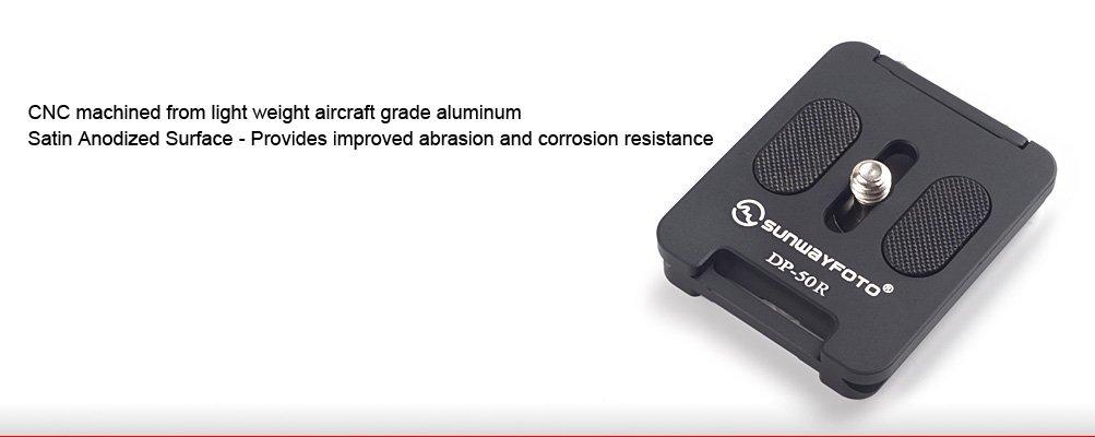 SUNWAYFOTO SUNWAYFOTO DP-50R 50mm QR Plate w Retractable Lip, Compatible with Cameras, Black