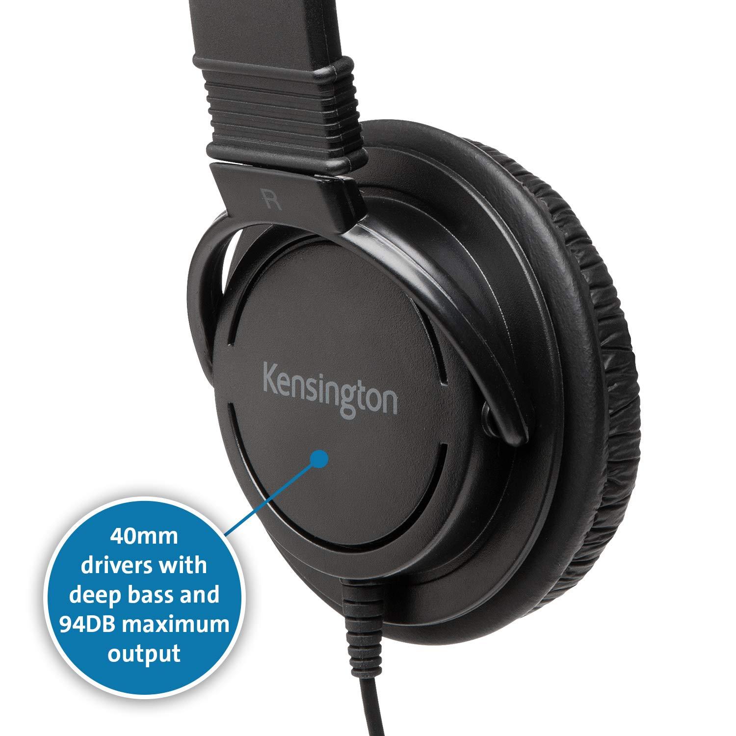 Kensington Kensington Hi-Fi Headphones with Microphone (K97603WW), Black, Universal, 3.5mm
