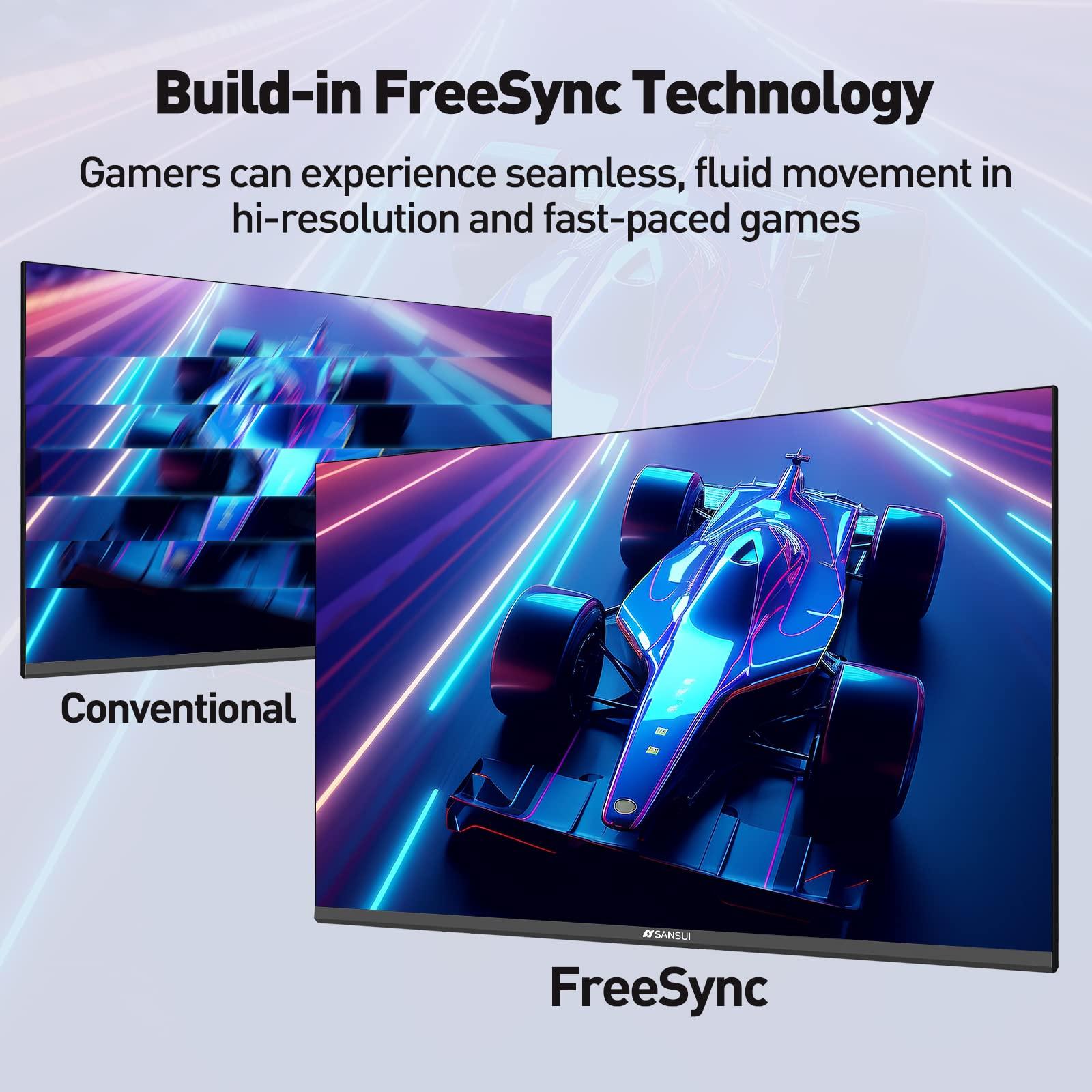 SANSUI SANSUI Monitor 22 Inch IPS 75Hz FHD 1080P HDMI VGA Ports Computer Monitor Ultra-Thin Tilt Adjustable VESA Mount Compatible with Eye Comfort 178 Wide Viewing Angle for Game and Office