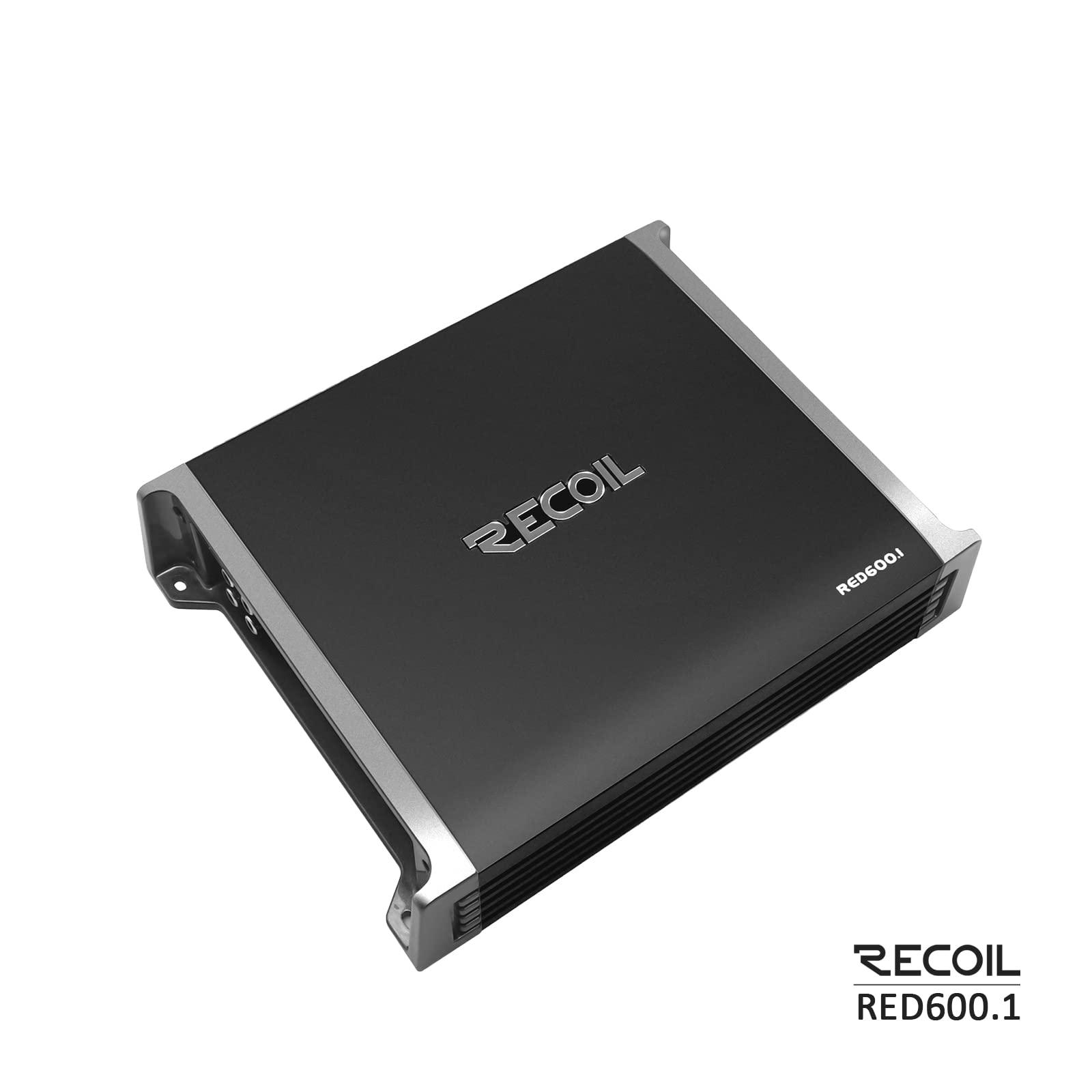 RECOIL Recoil RED600-1 1320 Watts Class-D Car Audio Mono-Block Subwoofer Amplifier, 1 Ohm Stable, Remote Bass Knob Included