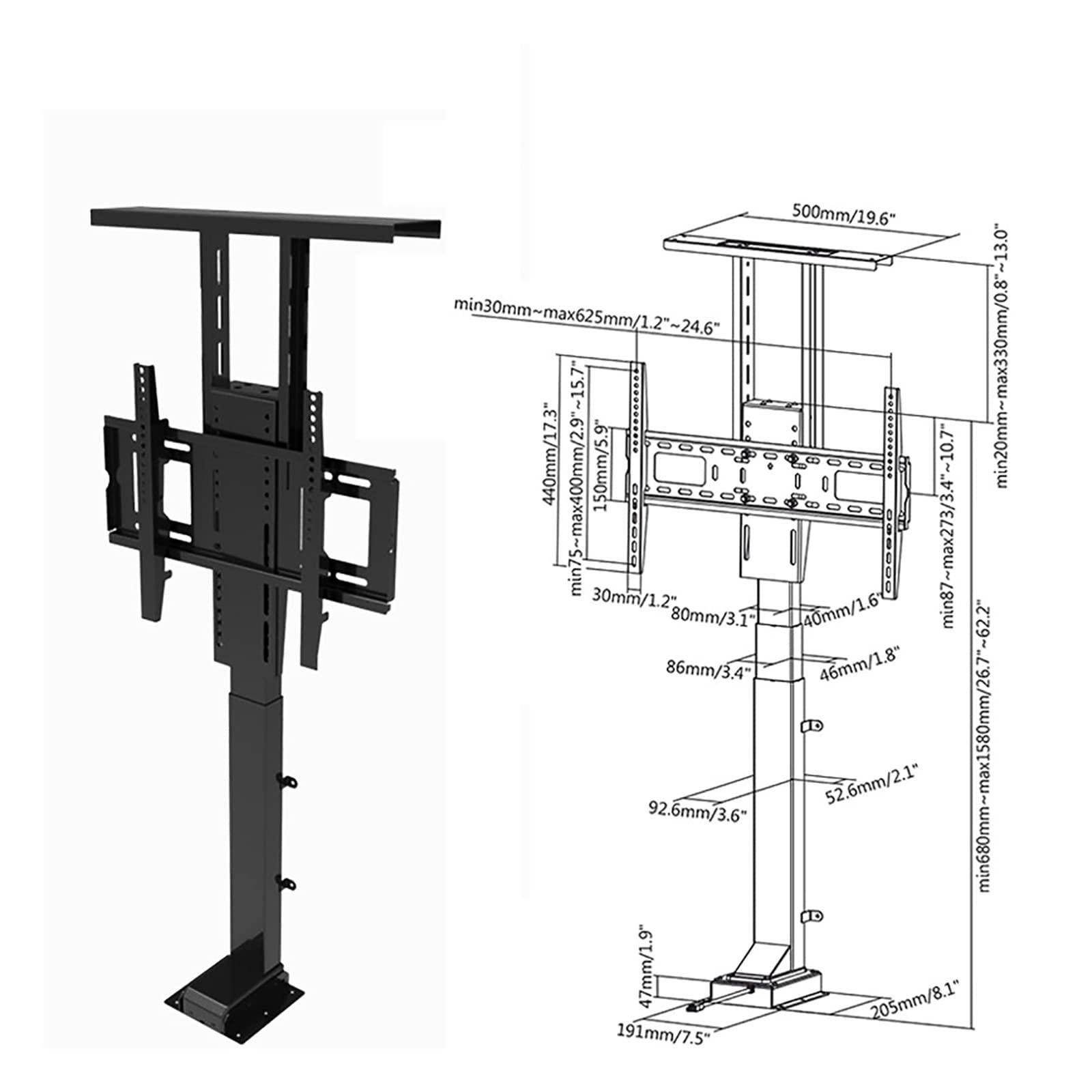 ZXXDSGHUS Adjustable TV Mount Bracket - for 42-70 Inch Electric TV Lift Stand - Telescopic Electric TV Lift - Can Be Hidden in A Cabinet Motorized Tv Mount, Up to 60kg, Travel Less Than 40 Seconds