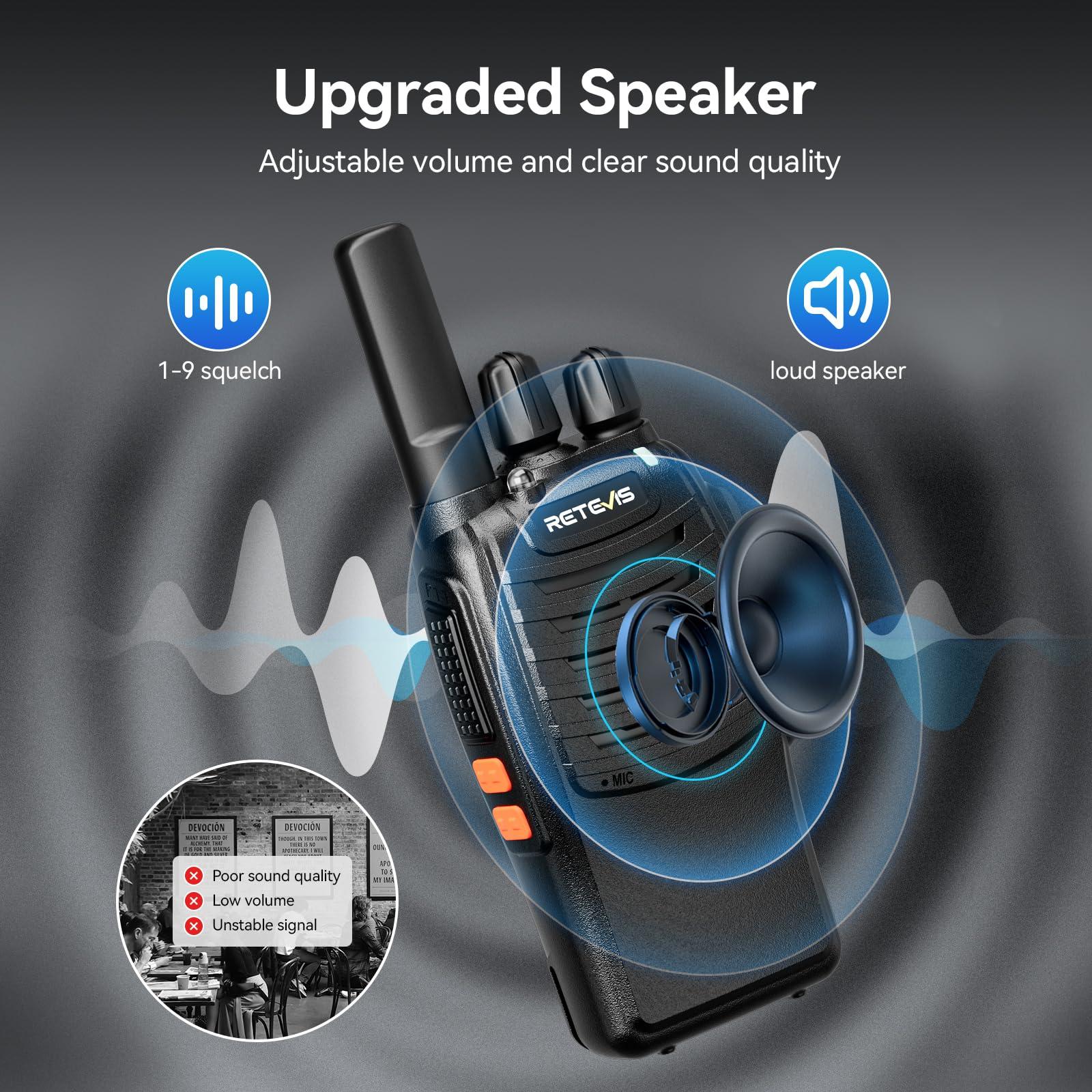 Retevis Case of 6,Retevis H-777 Walkie Talkies for Adults Long Range, Rechargeable Two-Way Radios,with 6-Way Multi Unit Charger,Flashlight Handheld Business 2 Way Radios