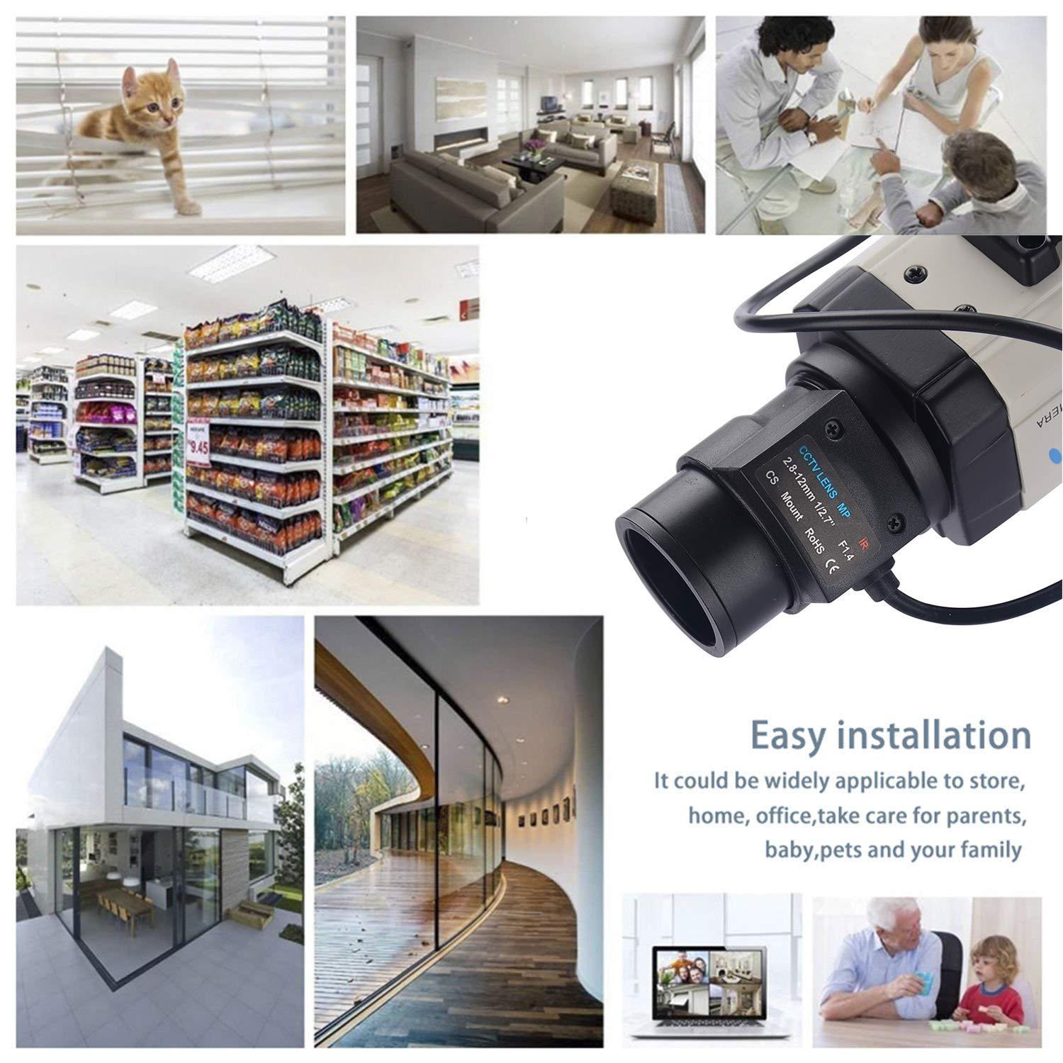 Vanxse Vanxse CCTV Mini HD 1/3 CCD 960h Auto Iris 1000tvl 2.8-12mm Varifocal Lens Bullet Box Security Camera Indoor/Outdoor Surveillance Camera