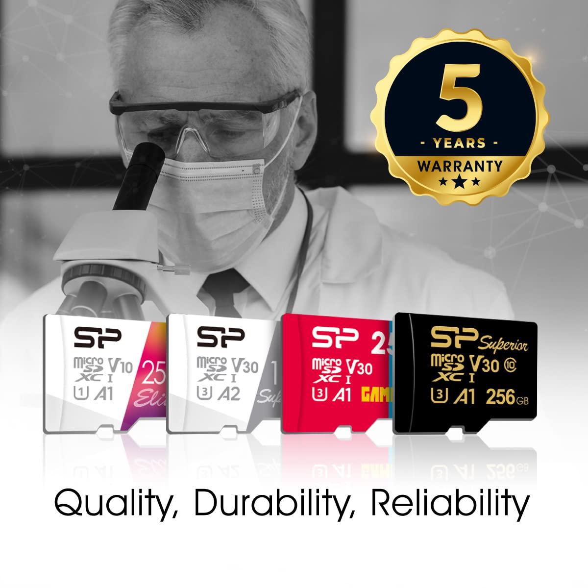 SP Silicon Power SP Silicon Power MicroSD 256GB (Nintendo Switch Operation Verified) 4K Compatible, UHS-I U3 V30 A2 Standard Ultra HD Maximum Speed 100MB/s SP256GBSTXDA2V20SP