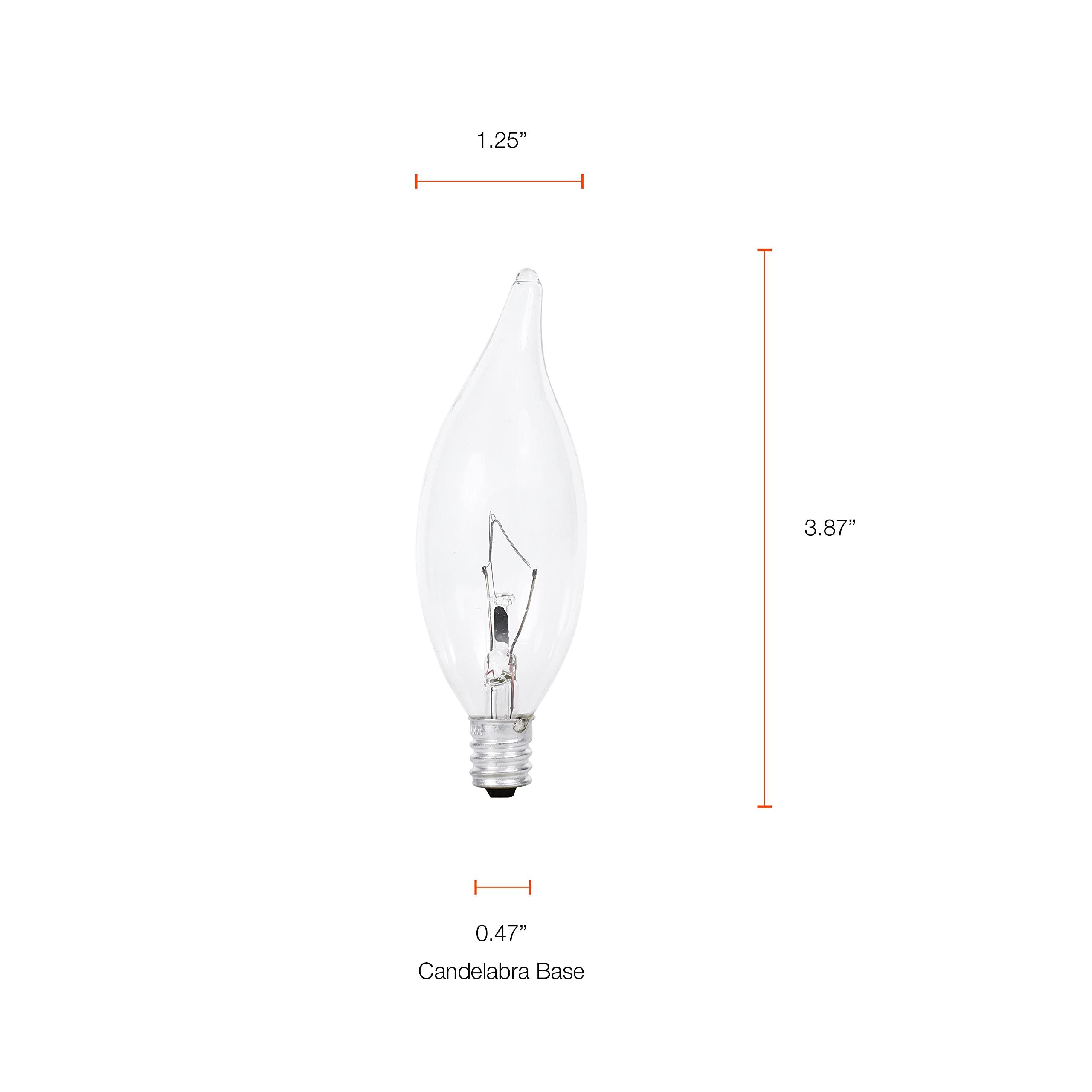 LEDVANCE SYLVANIA Double Life Incandescent Light Bulb, B10, 25W, 150 Lumens, 2850K, Candelabra Base, Clear, Soft White - 4 Pack (13306)