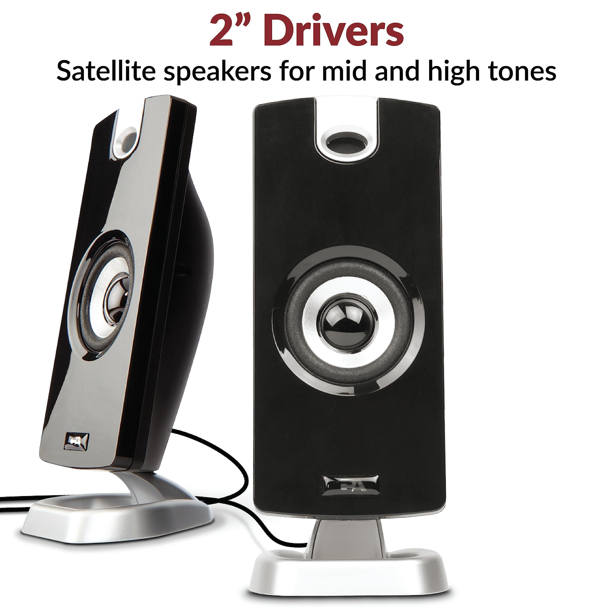 Cyber Acoustics Cyber Acoustics CA-3090 2.1 Speaker System with Subwoofer with 18W of Power Easy Setup and Convenient Controls, Great for Music, Movies, and Gaming