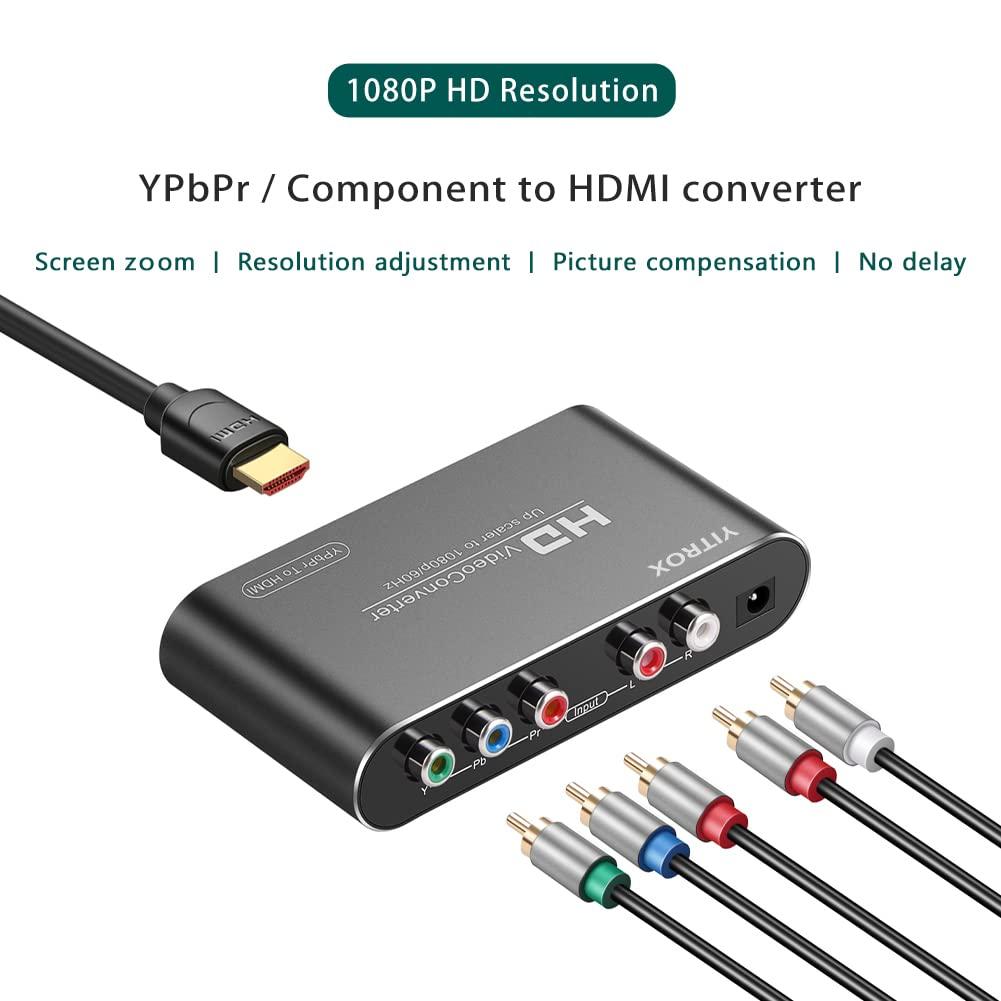 YITROX Component to HDMI Converter Upscaler, YPbPr to HDMI Converter Upscaler Support 1080P