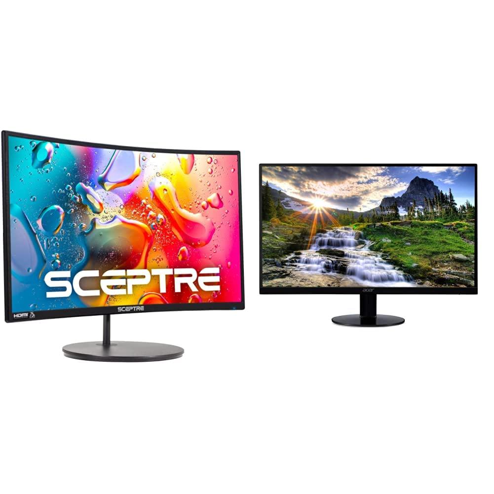 Sceptre Sceptre 24-inch Curved Gaming Monitor (C248W-1920RN Series) and Acer 21.5 Inch Full HD (1920 x 1080) IPS Ultra-Thin Zero Frame Computer Monitor (SB220Q bi)