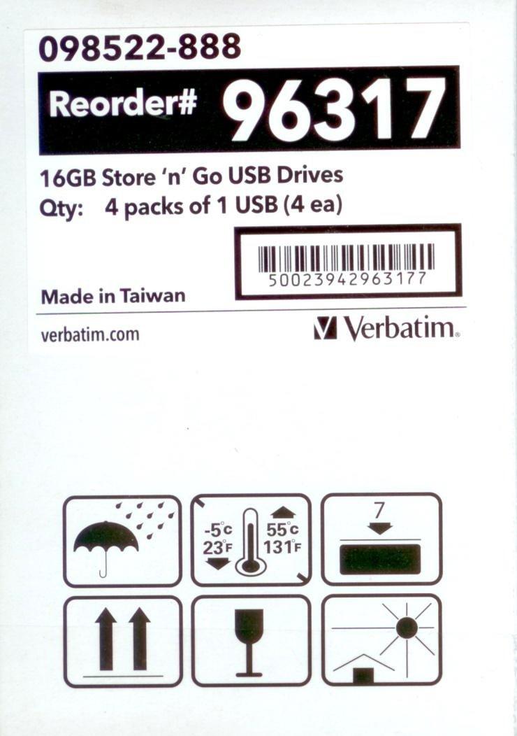 VERBATIM CORPORATION Verbatim 16 GB Store \'n\' Go USB 2.0 Flash Drive, Red 4 Pack