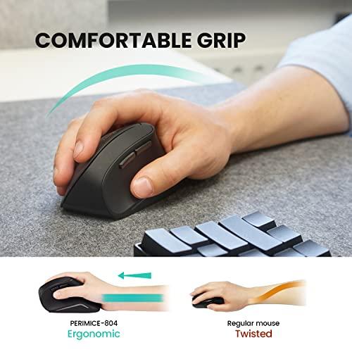 Perixx Perixx PERIMICE-804 Bluetooth Vertical Mouse, Bluetooth Connection for Windows and Android System, Works Without USB Receiver, Black