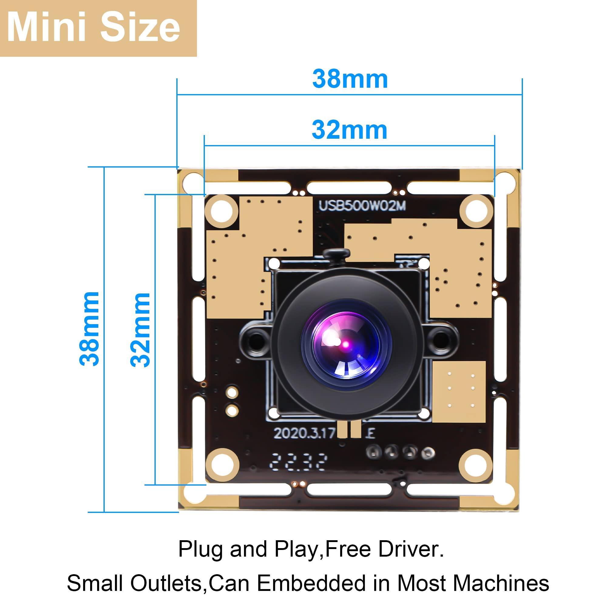 ELP ELP 170degree Fisheye Wide Angle USB Camera Module for Computer Mini UVC USB2.0 Industrial Embedded Webcam Board for Portable Video System,3.3ft/1m Cable for PC, Laptop, Jetson Nano