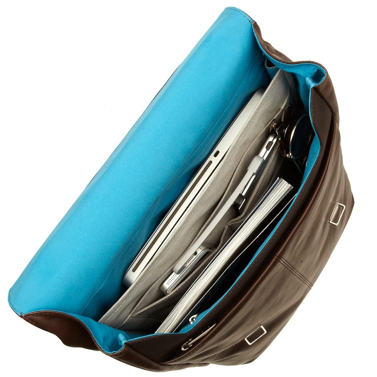 KNOMO KNOMO Hudson Large Leather 16 inch Laptop Business Backpack for Work Computer Travel Bag Daypack Bag with Flap, Black