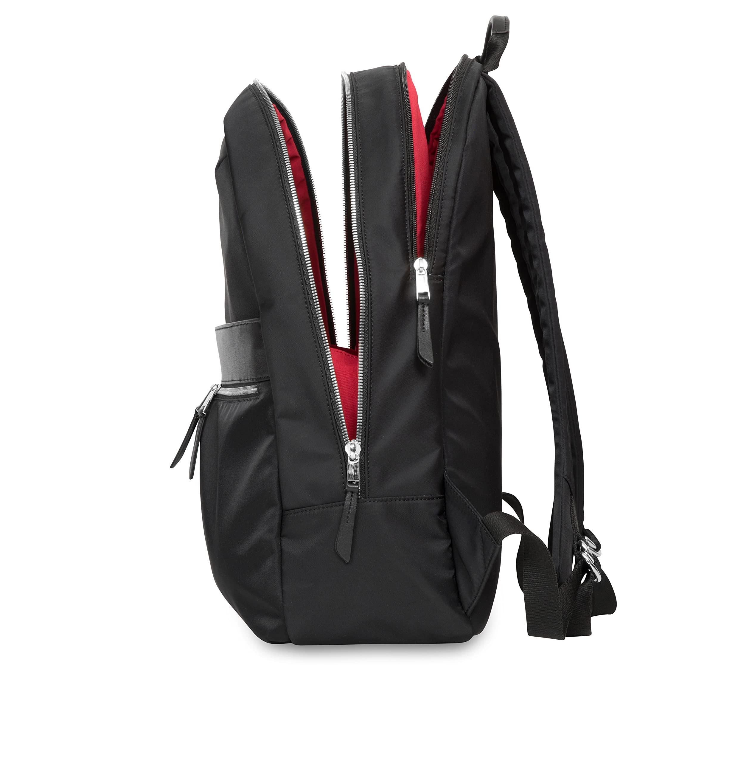 KNOMO KNOMO Beaufort 15.6" Laptop Backpack Work Bag Purse Large Travel Rucksack with Silver Zip, Black