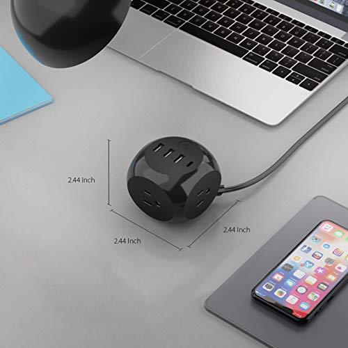 Ceptics Ceptics Power Strip with USB C - Cube Power Strip, 3 Outlets + 4 USB Ports (3 USB and 1 USB-C) Portable Design, Compact for Travel, Cruise Ship, Office - Black Power Strip - Powerful 21W