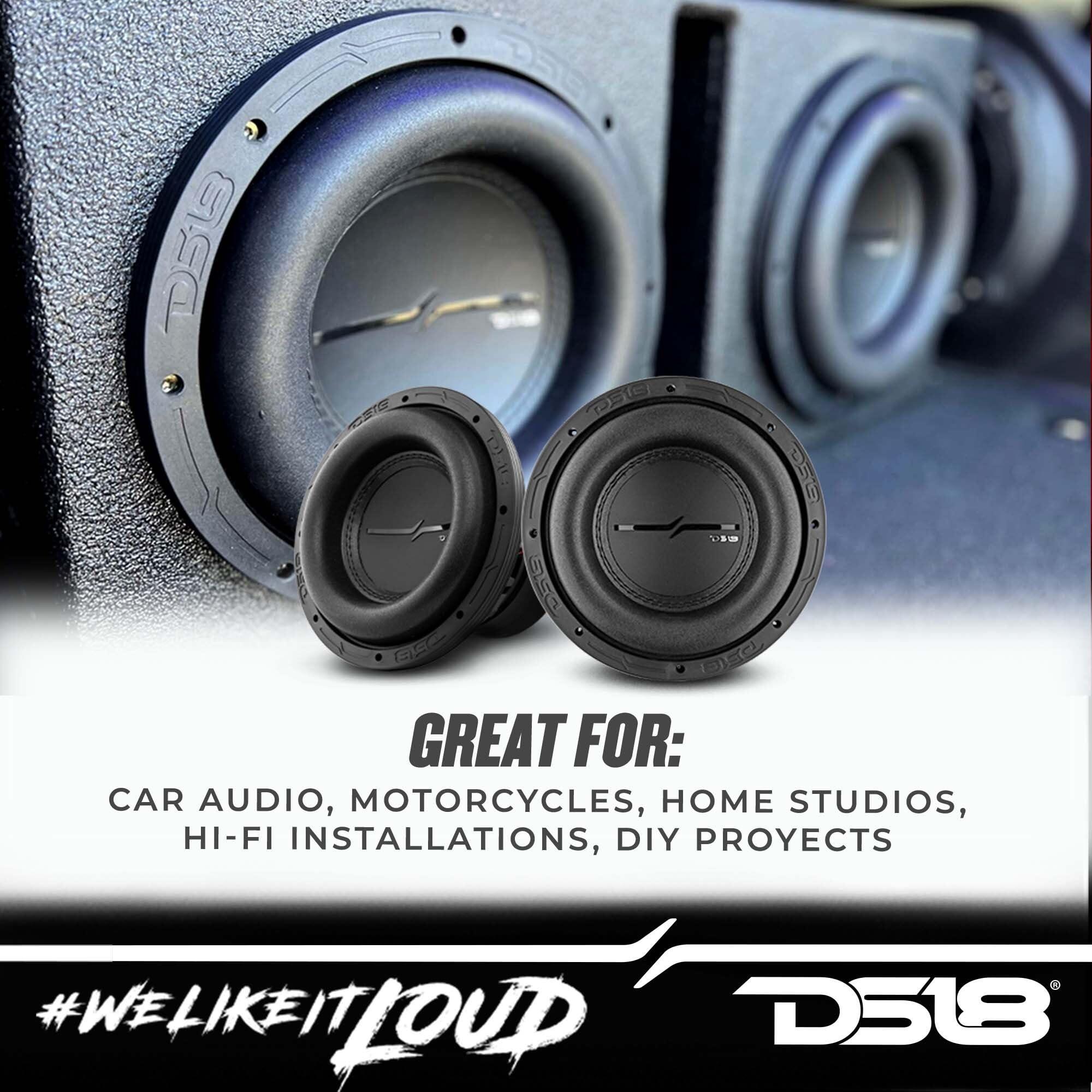 DS18 DS18 ZXI8.2D High Excursion 8" Car Audio Subwoofer 1200W Watts DVC 2-Ohms Quad Stacked Magnets. High Performance Bass for Vehicle Stereo Sound System (1 Subwoofer)