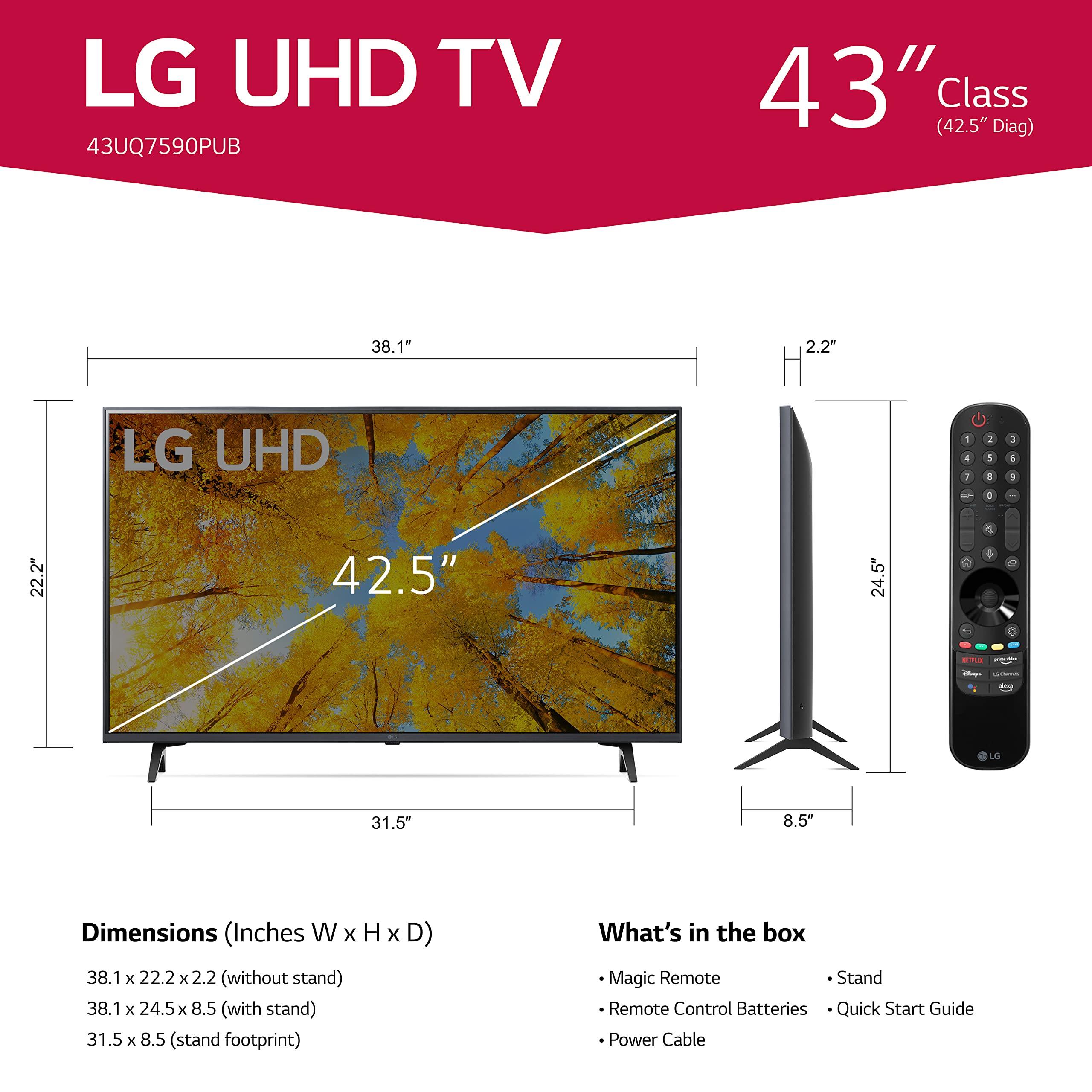 LG LG UHD UQ75 Series 43 (43UQ7590PUB, 2022), Black