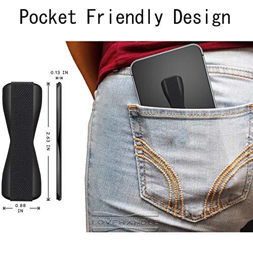 LOVEHANDLE LOVEHANDLE Phone Grip for Most Smartphones and Mini Tablets, Black Elastic Strap with Black Base, LH-01Black