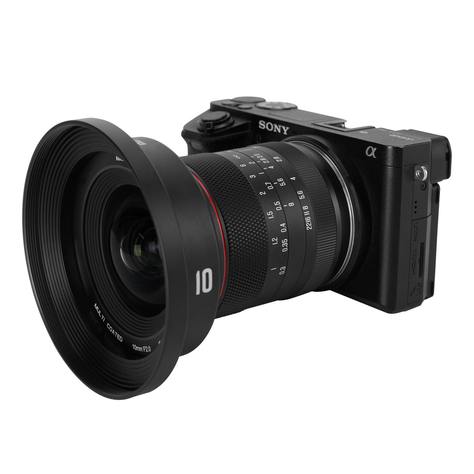Meike Meike 10mm F2.0 Ultra Wide Angle APS-C Manual Focus Lens Compatible with Sony E-Mount Cameras A6700 A6600 A6400 A5000 A5100 A6000 A6100 A6300 A6500 NEX3 ZV-E10