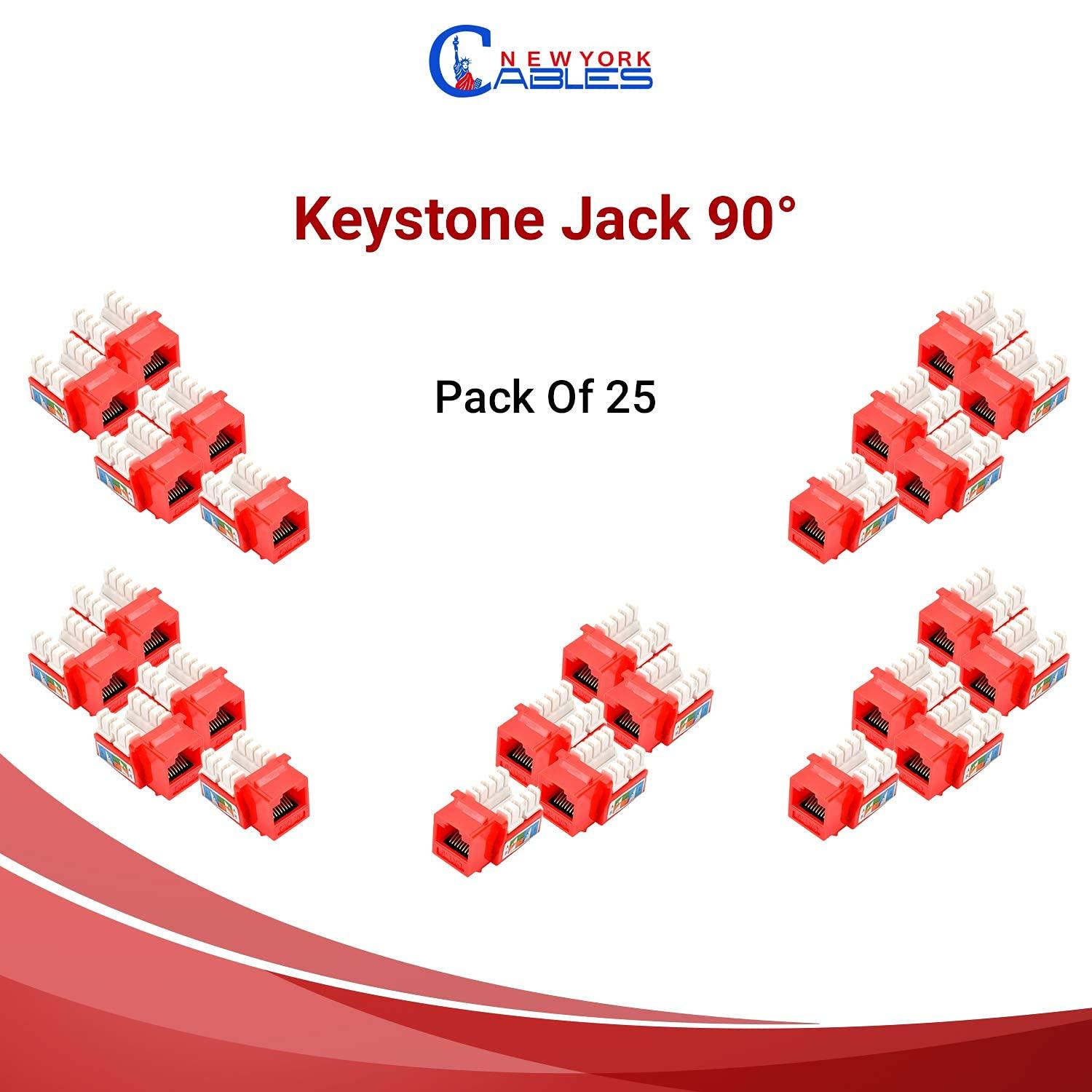 NewYork Cables NewYork Cables cat 6 Keystone Jack 90 Degree Punchdown Ethernet Wall Jack for Patch Panels Wall Plates