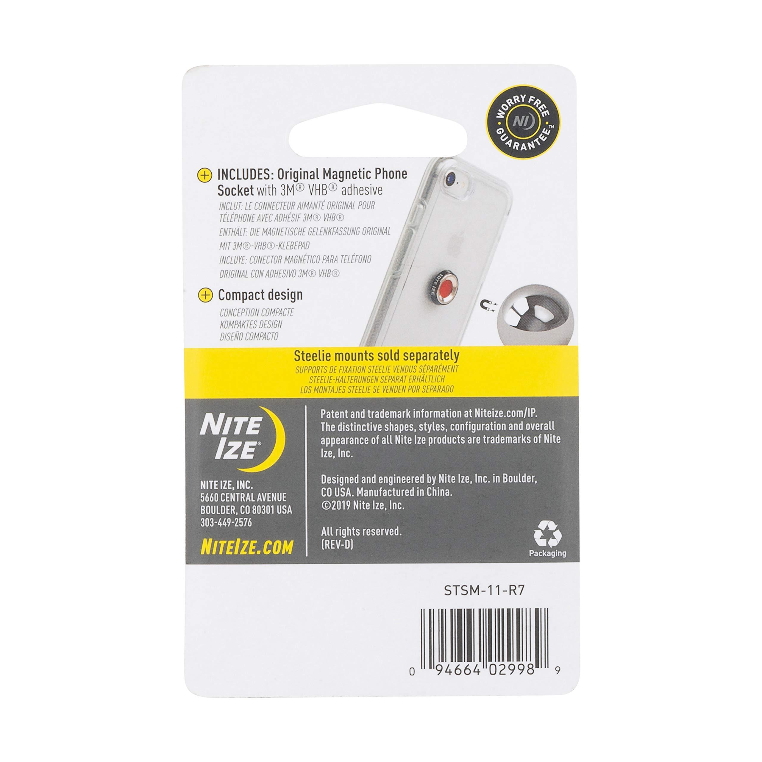 Nite Ize Nite Ize Steelie Magnetic Phone Socket - Additional Magnetic Cell Phone Socket Mount for Steelie Phone Mounting Systems - Simple Adhesive Socket Compatible with Steelie Phone Holders