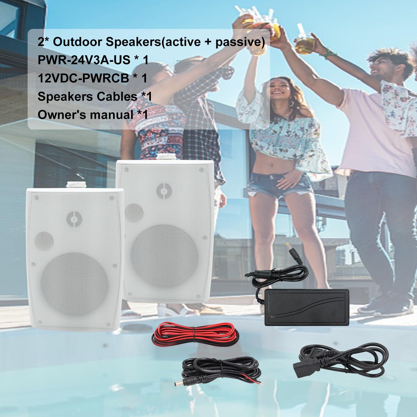 Herdio Herdio 6.5 Inches Indoor Outdoor Bluetooth Speakers Waterproof Wired 400 Watts with Powerful Bass,2 Way Wall Mount Speakers All-Weather Durability for Patio Home Deck Porch Backyard(Pair,Withe)