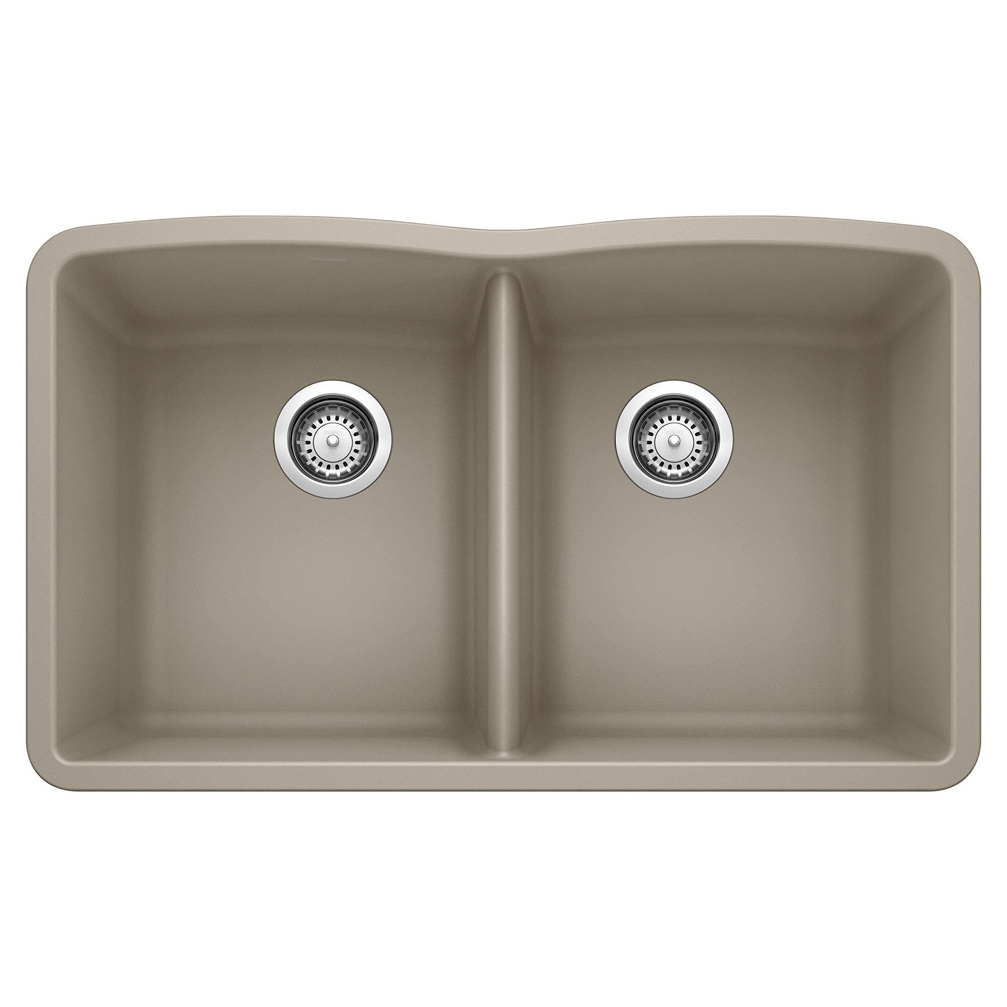 BLANCO BLANCO 441286 Diamond Silgranit 50/50 Double Bowl Undermount Kitchen Sink, 32'' x 19-1/4'' x 9-1/2'', Truffle