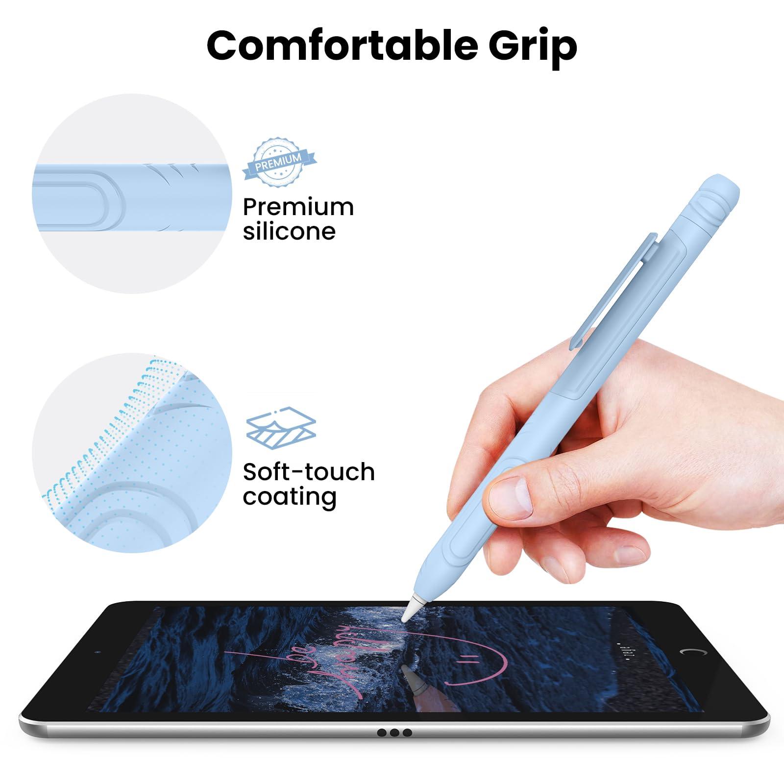 Delidigi Delidigi Pencil Case with Clip for Apple Pencil 1st Generation, Soft Silicone Shockproof Sleeve Protective Cover Grip Accessories Compatible with Apple Pencil 1st Generation