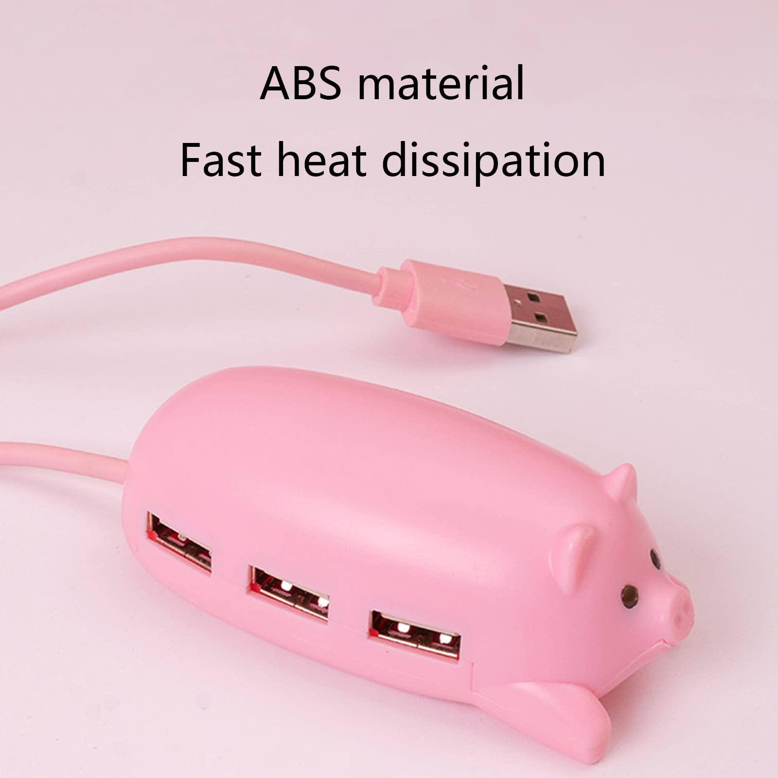 JAGTRADE JAGTRADE Cute USB 2.0 Hub Pink Mom Pig USB Hub with 3 Piglet Decoration Lids Great Gifts for Pig Lovers Cute Pig Stuff Pig Decor, 85x65mm