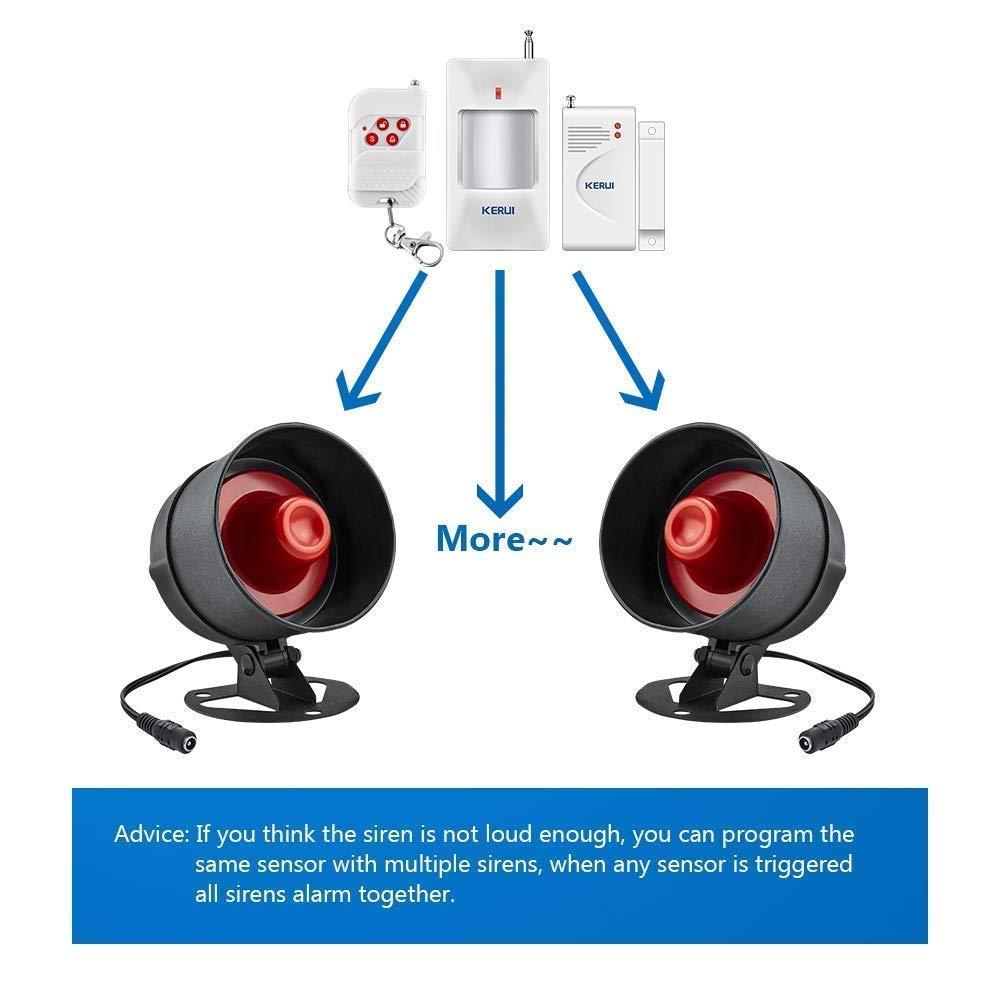 KERUI KERUI Standalone Home Office Shop Security Alarm System Kit,Wireless Loud Indoor/Outdoor Weatherproof Siren Horn with Remote Control and Door Contact Sensor,Motion Sensor,Up to 115db,NO WIFI/GSM/APP