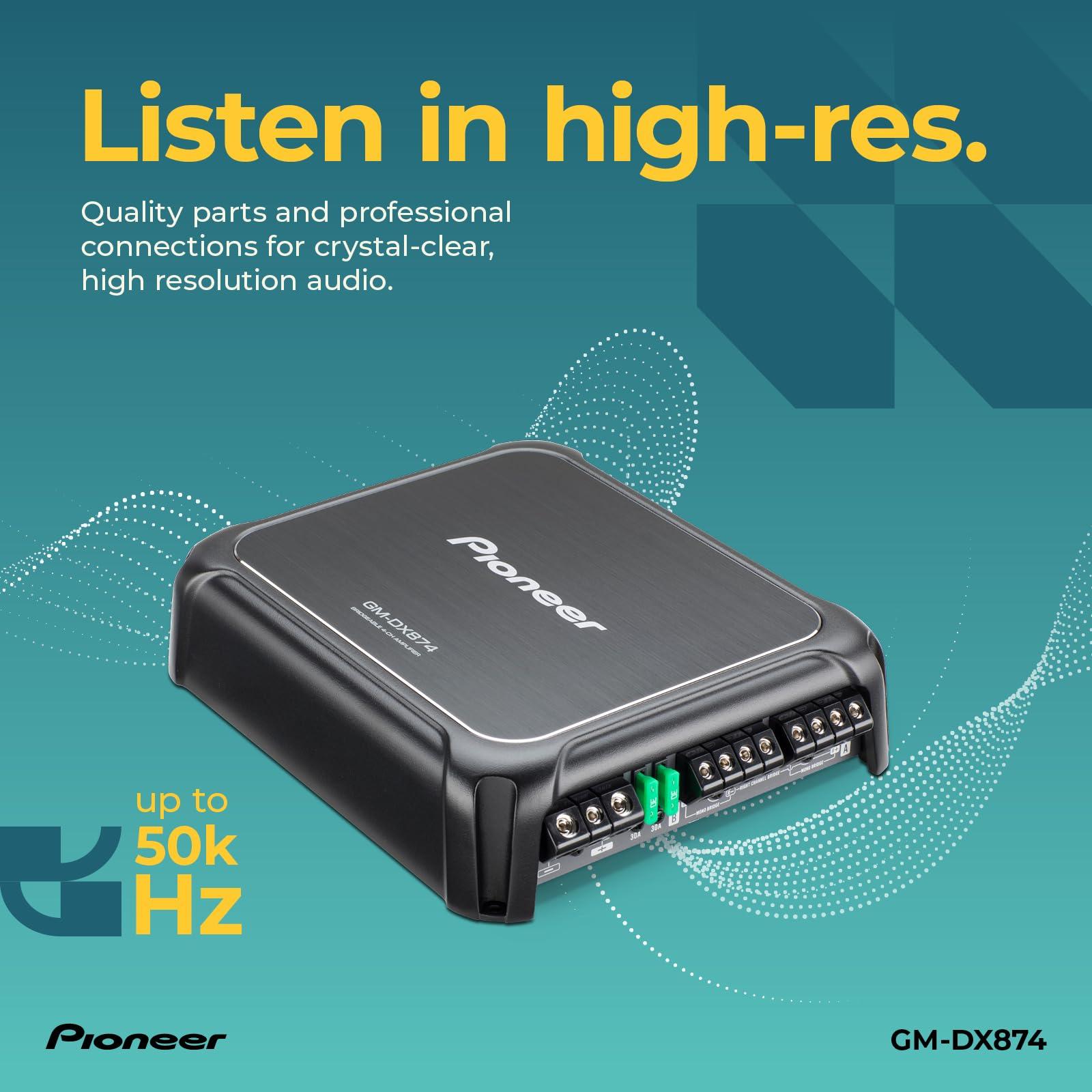 Pioneer Pioneer GM-DX874 1,200 Watts Class D Powerhouse Amplifier, 4-Channel Amp, Variable Low-Pass Filter, Compact Design, and Remote Bass Boost Control