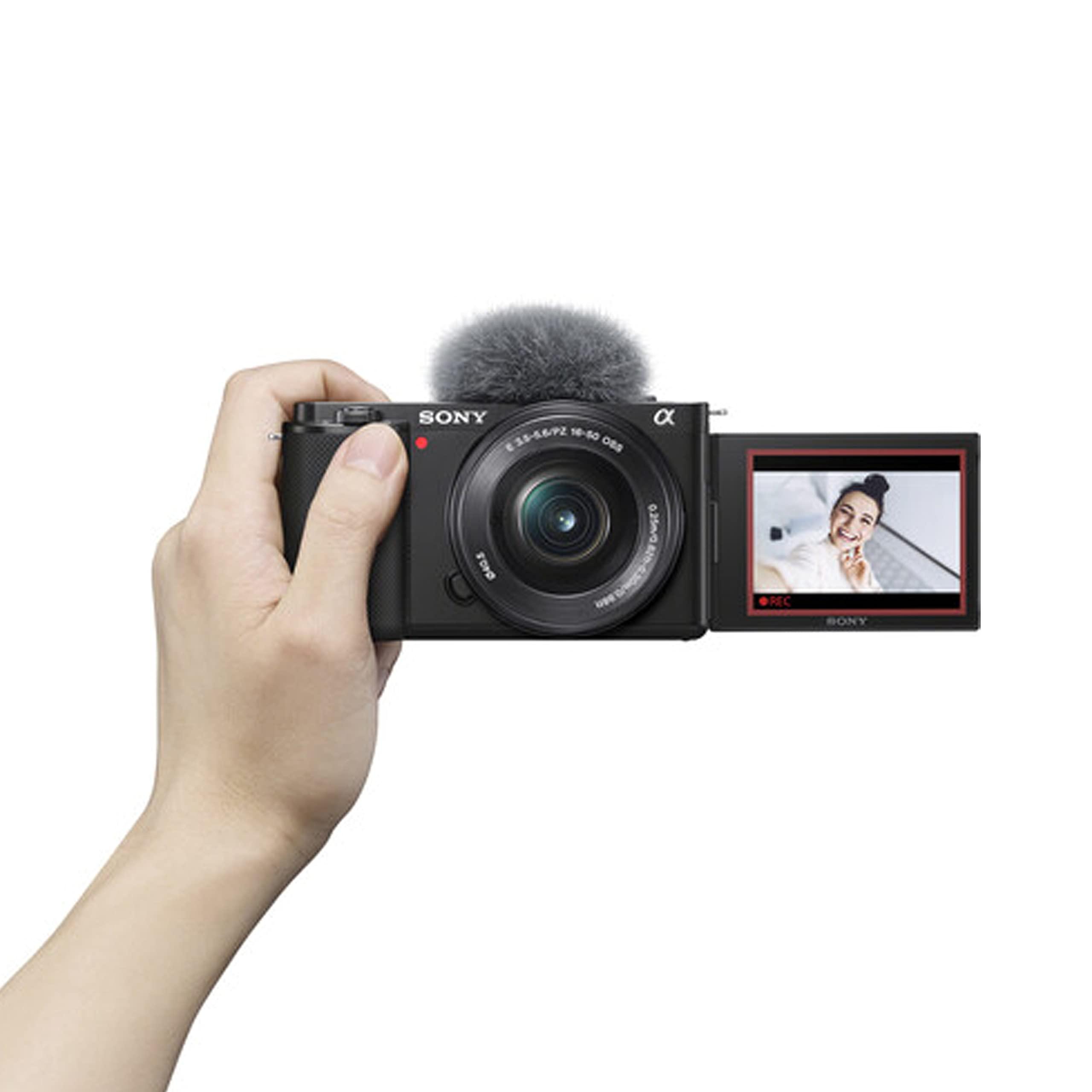 Sony Sony ZV-E10 + 16-50mm Lens, LED Light, Microphone, 64GB, U-Grip, Filters, Tripod, Case, Software, & More Pro Video Bundle (38pc)