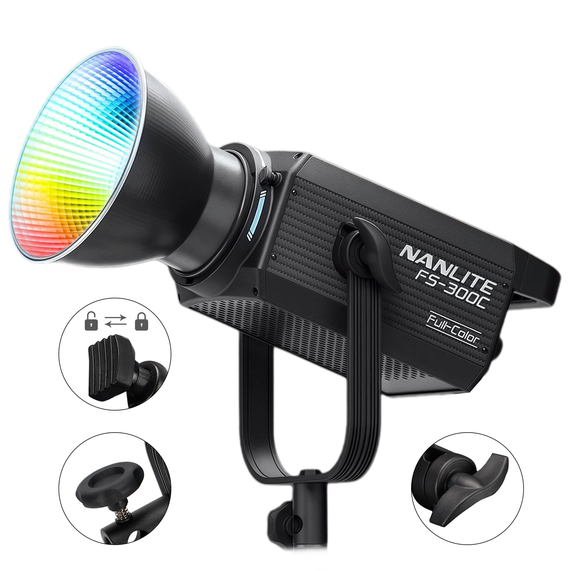 NANLITE NANLITE FS-300C 300w RGB Studio Spotlight, 2700K-7500K, APP Control,Led Video Light Bowens Mount for Photography, Videography,Live Streamer,Content Creation