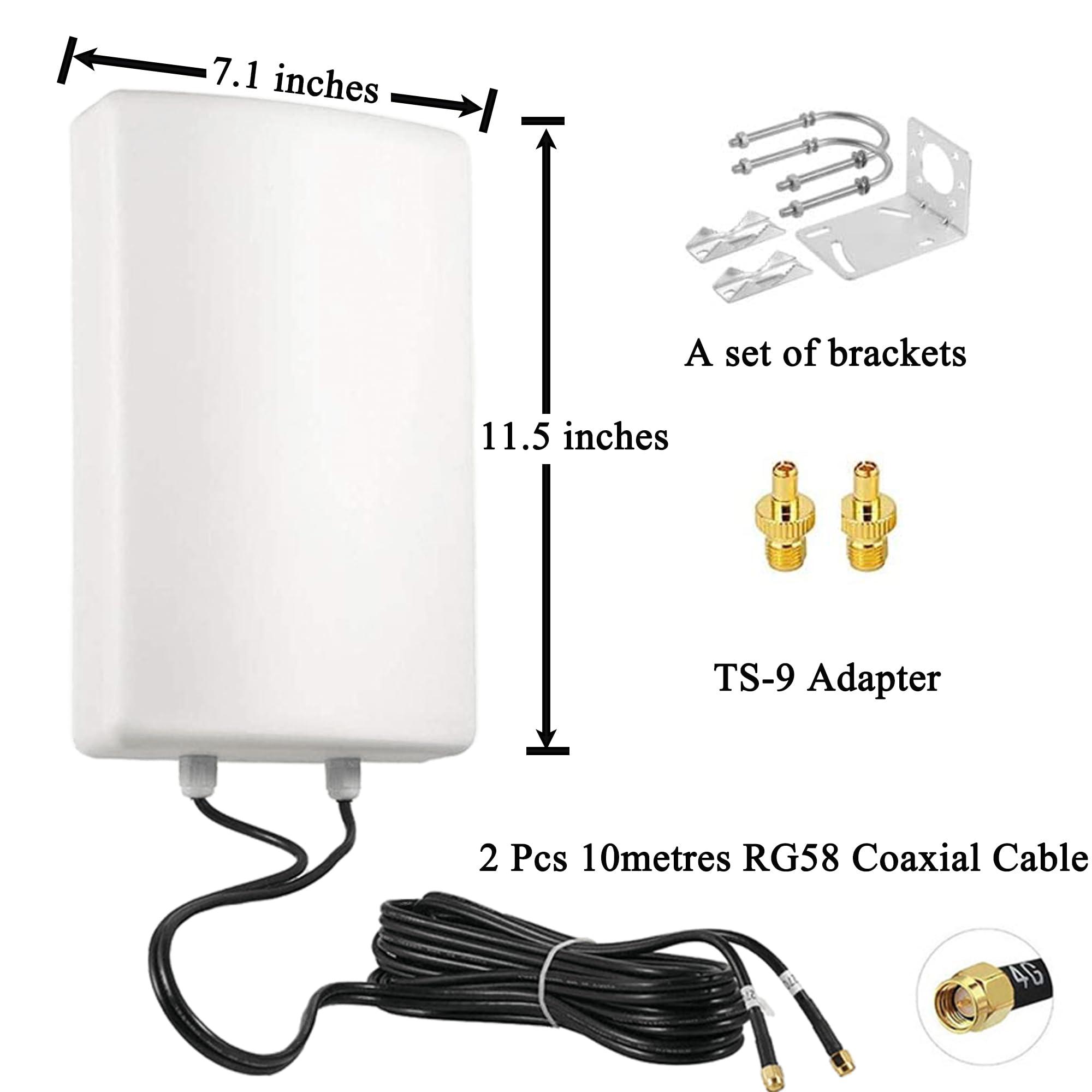 SIGNALPLUS High-Gain 4G LTE 2X2 MIMO Antenna 11dBi Outdoor WiFi Antenna Kit - Long Range Directional SMA Antenna for Verizon AT&T T-Mobile Sprint Cellular 4G LTE Router with Pole kit