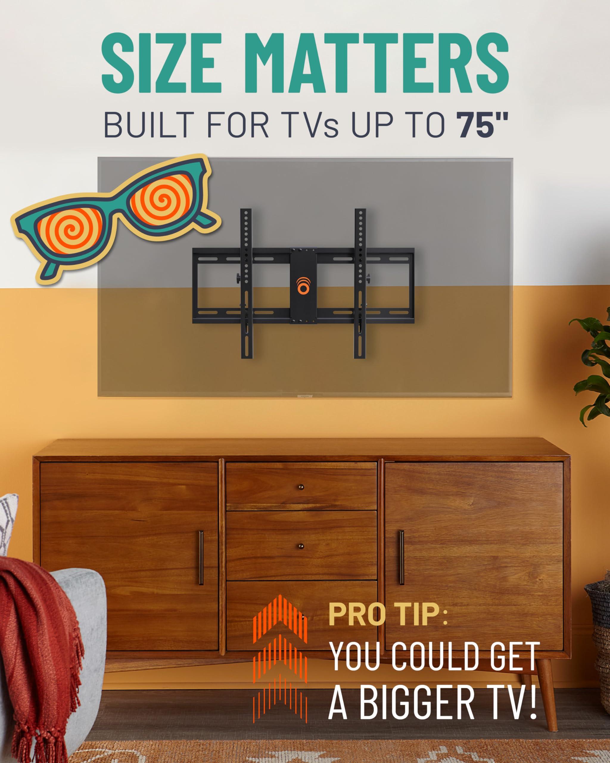 ECHOGEAR ECHOGEAR Tilting TV Wall Mount with Low Profile Design for 32-70 inch TVs - Eliminates Screen Glare with 15º of Smooth Tilt - Easy Install with All Hardware Included - EGLT1-BK