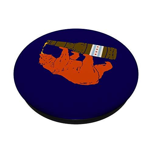 Chicago Pride Designs BEAR Drinking BEER City of Chicago Flag PopSocket Blue