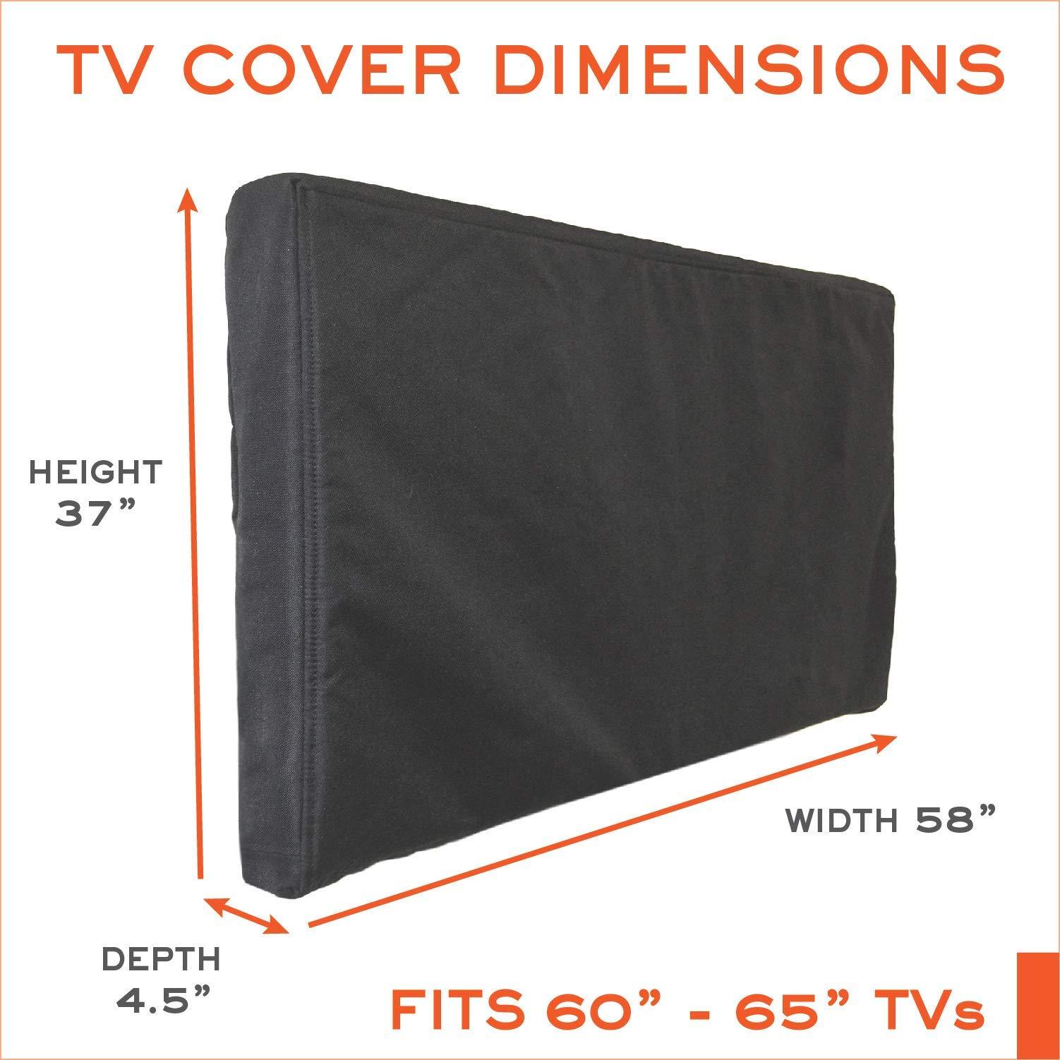 Bozzcovers Outdoor TV Cover 60 - 65 inch - WITH ZIPPER, Weatherproof, Waterproof 360 degrees protection, Soft Non Scratch Interior - Black
