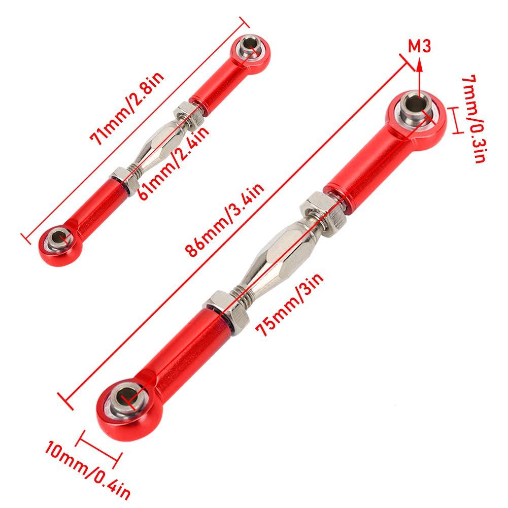 MUNEFE MUNEFE RC Stee Links, RC Car Push Rod, RC Stee Rod Links, Suitable for Ensu The Reliable Performance of Your Rc Model(Red)
