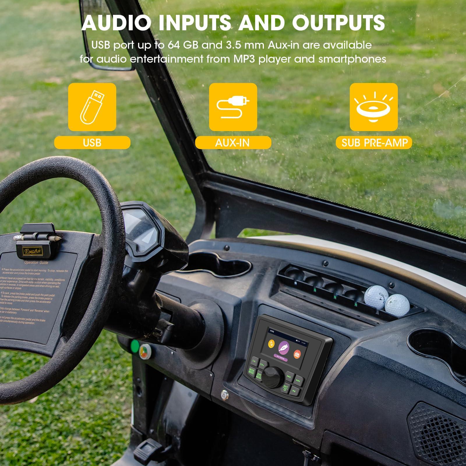 DOVOX Waterproof Marine Radio Stereo for Boat: Bluetooth Marine Digital Media MP5 Player with 3 Inch LCD Display AM FM AUX USB EQ Subwoofer