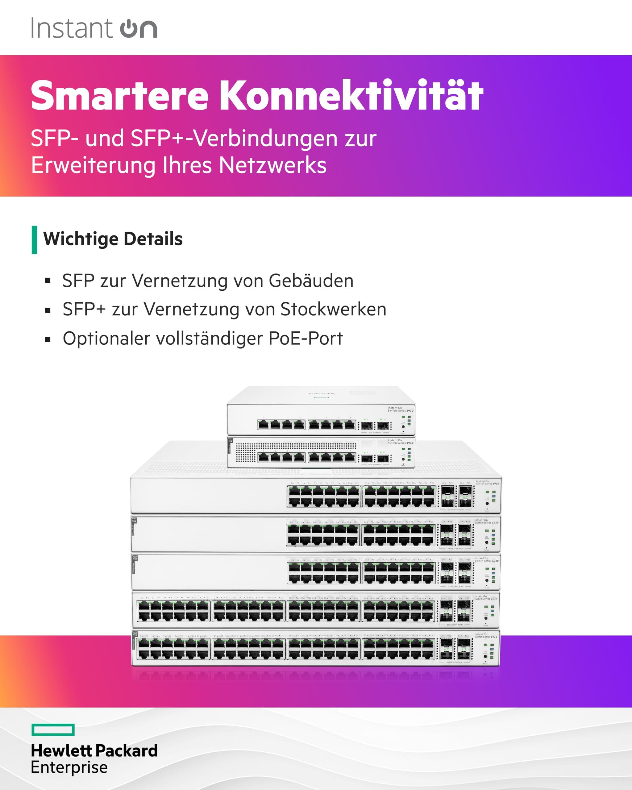 ARUBA Aruba Instant On 1930 28P Gb Ethernet 24xGE PoE (370W), 4X 1G/10G SFP+, L2+ Smart Switch EU Europe Cord (JL684A#ABB)