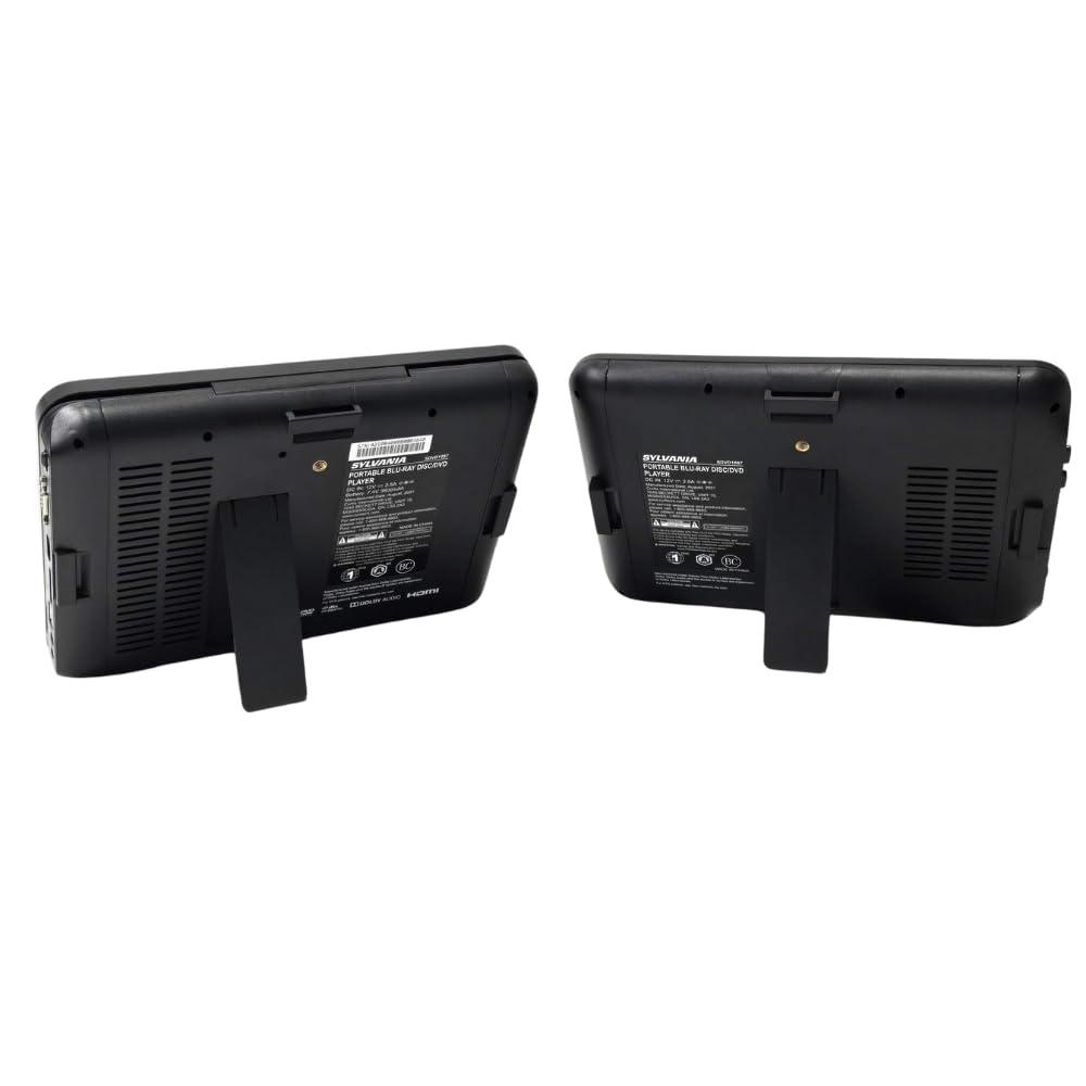 SYLVANIA Sylvania 10.1\" Dual Screen 720p Portable Blu-ray DVD CD player with HDMI out (1080p), SD Card slot, USB, Perfect Entertainment for Car use, Long Road Trips or on Vacation - SDVD1087 (Renewed)