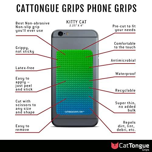 CatTongue Grips Non-Abrasive Cell Phone Grip by CatTongue - 2.25” x 4” Non Slip Grip for Smartphones Compatible with iPhone and Android, Universal Grip with No Added Bulk (Kitty Cat, America The Beautiful)