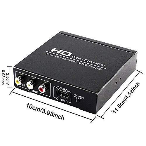 ENBUER ENBUER HDMI to RCA and HDMI Converter, HDMI to AV 3RCA and HDMI Adapter Support 1080P, PAL, NTSC for HD TV and Older TV (Black, Iron Shell)