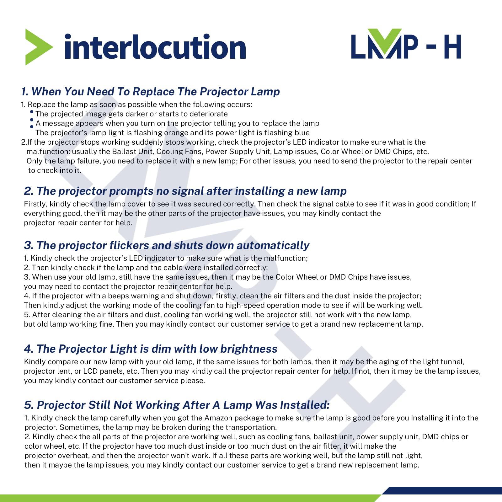 LMP-H LMP-H ELPLP95 Projector Lamp with Housing for Epson EB-2055 2155W 2245U 2250U 2255U 2265U 5510 5530U PowerLite 2155W 2250U 2265U 5510 5535U Replacement Projector Lamp