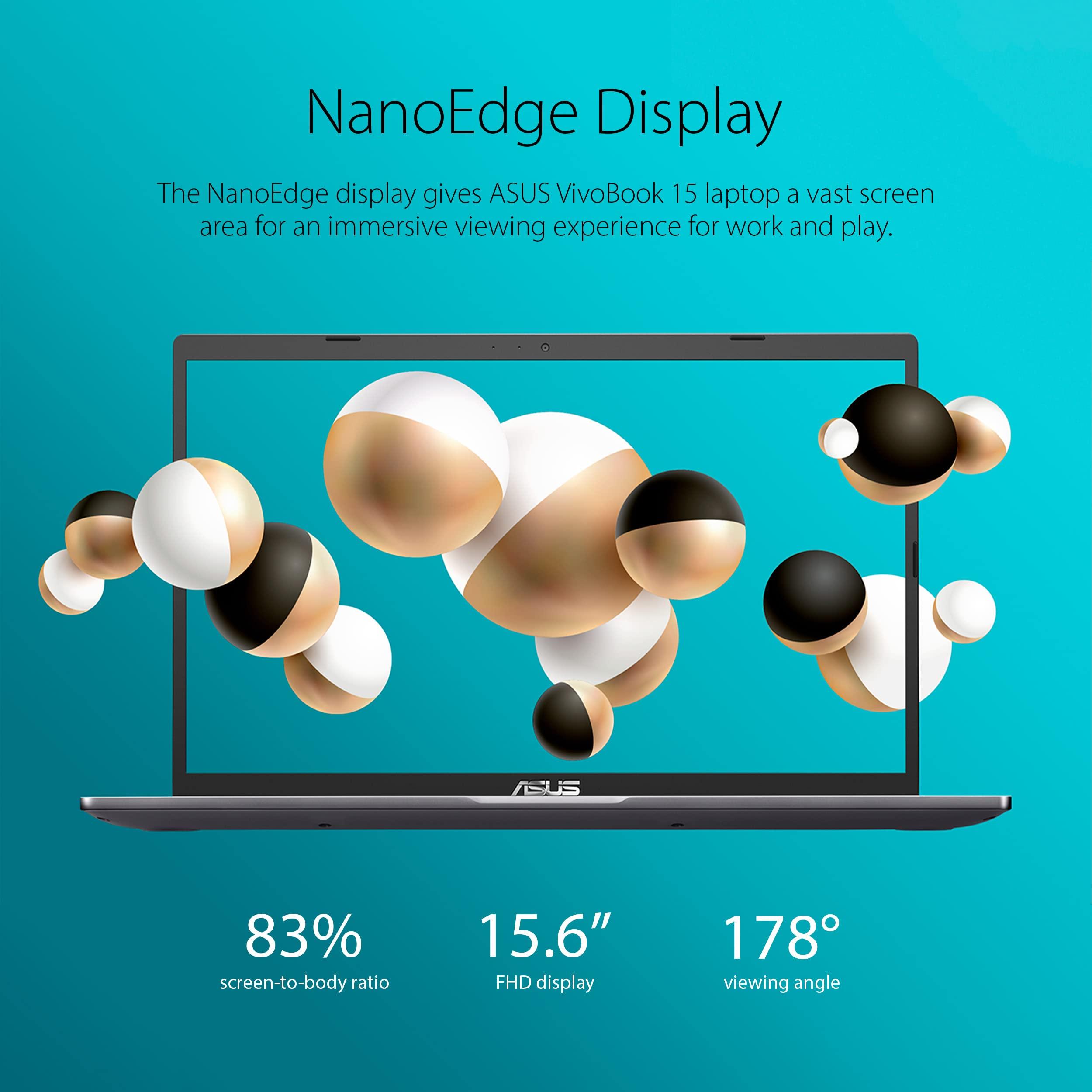 ASUS ASUS VivoBook 15 F515 Laptop, 15.6" FHD Display, Intel i3-1115G4 CPU, 8GB DDR4 RAM, 512GB SSD, Windows 11 Home in S Mode, Slate Grey, F515EA-AH34